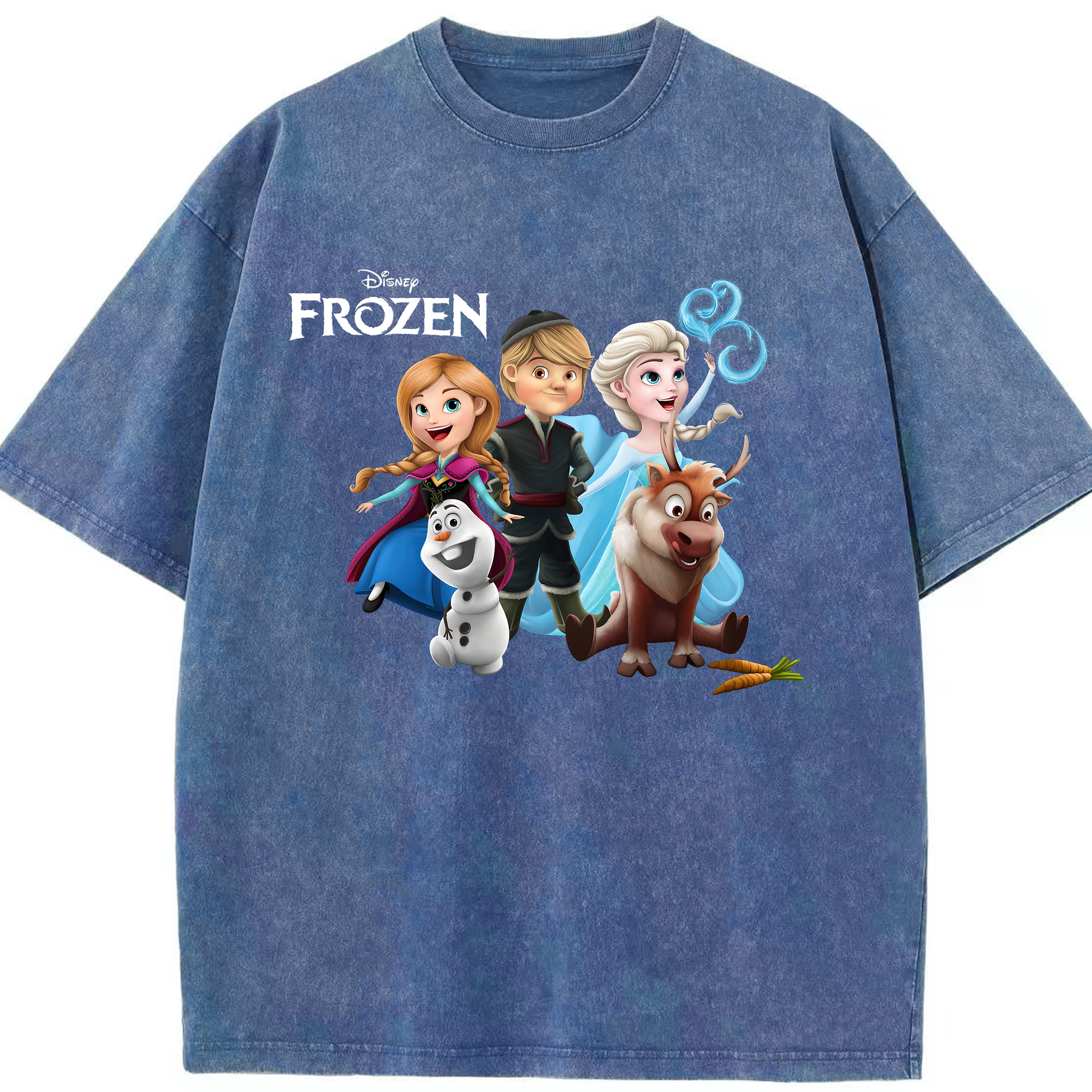 （画像用） アナと雪の女王 アンナ エルサ Frozen Anna Elsa 綿100% ヴィンテージ風 半袖Tシャツ（フロントプリント）