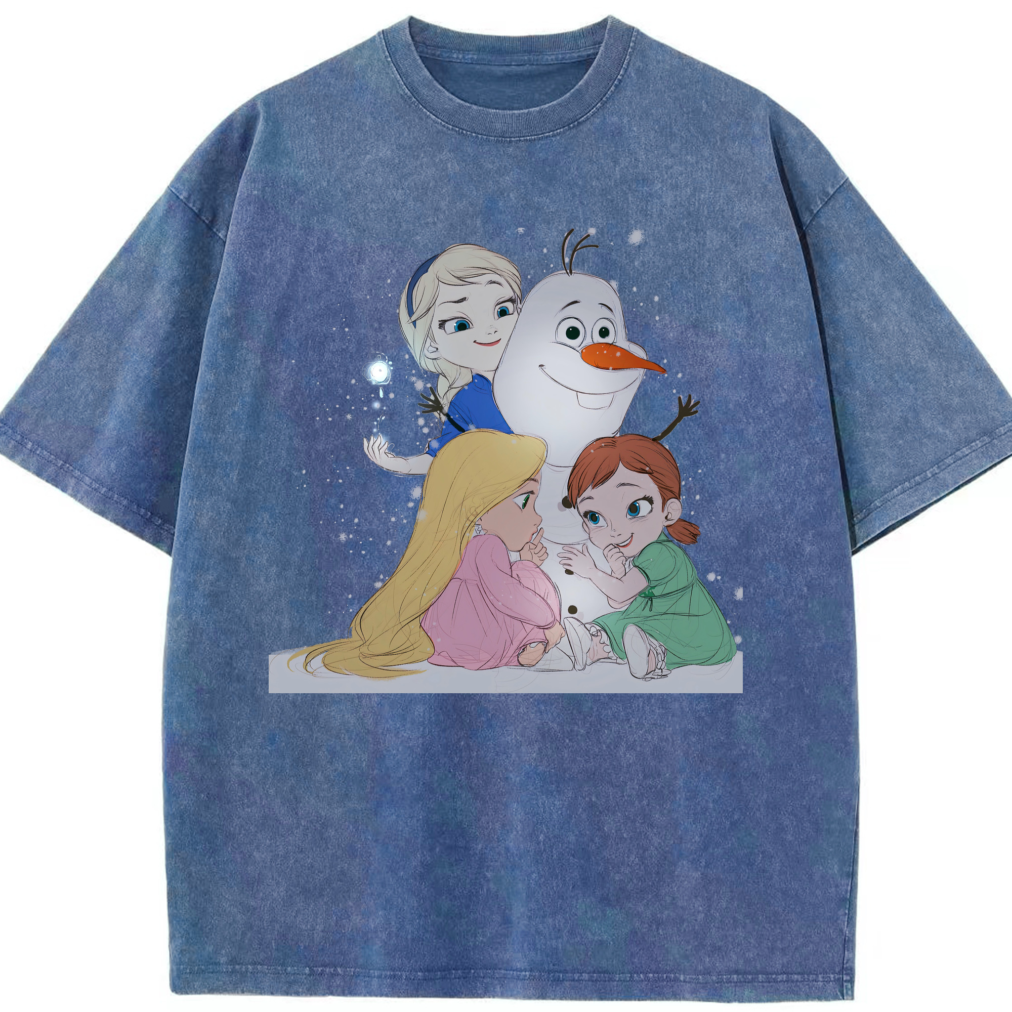 （画像用） アナと雪の女王 アンナ エルサ Frozen Anna Elsa 綿100% ヴィンテージ風 半袖Tシャツ（フロントプリント）