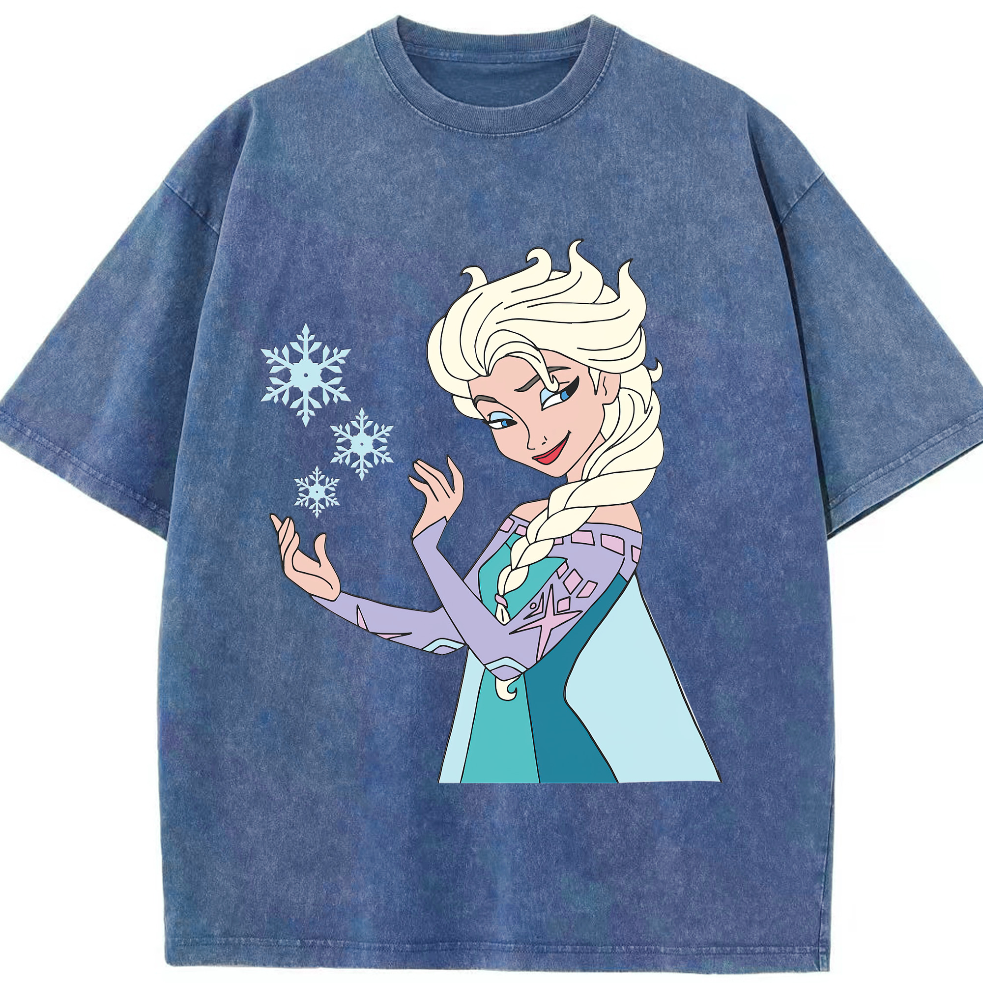（画像用） アナと雪の女王 アンナ エルサ Frozen Anna Elsa 綿100% ヴィンテージ風 半袖Tシャツ（フロントプリント）