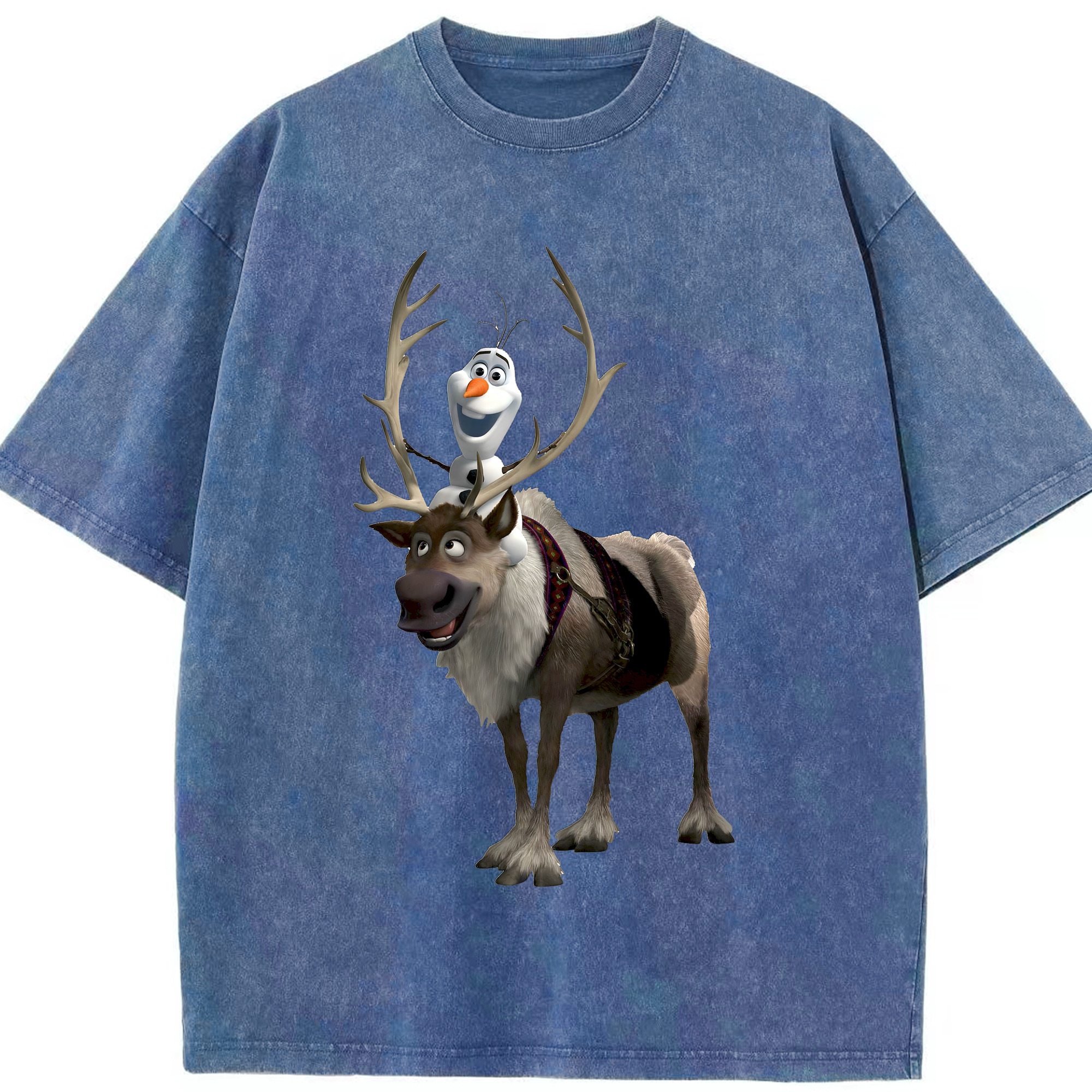 （画像用） アナと雪の女王 アンナ エルサ Frozen Anna Elsa 綿100% ヴィンテージ風 半袖Tシャツ（フロントプリント）