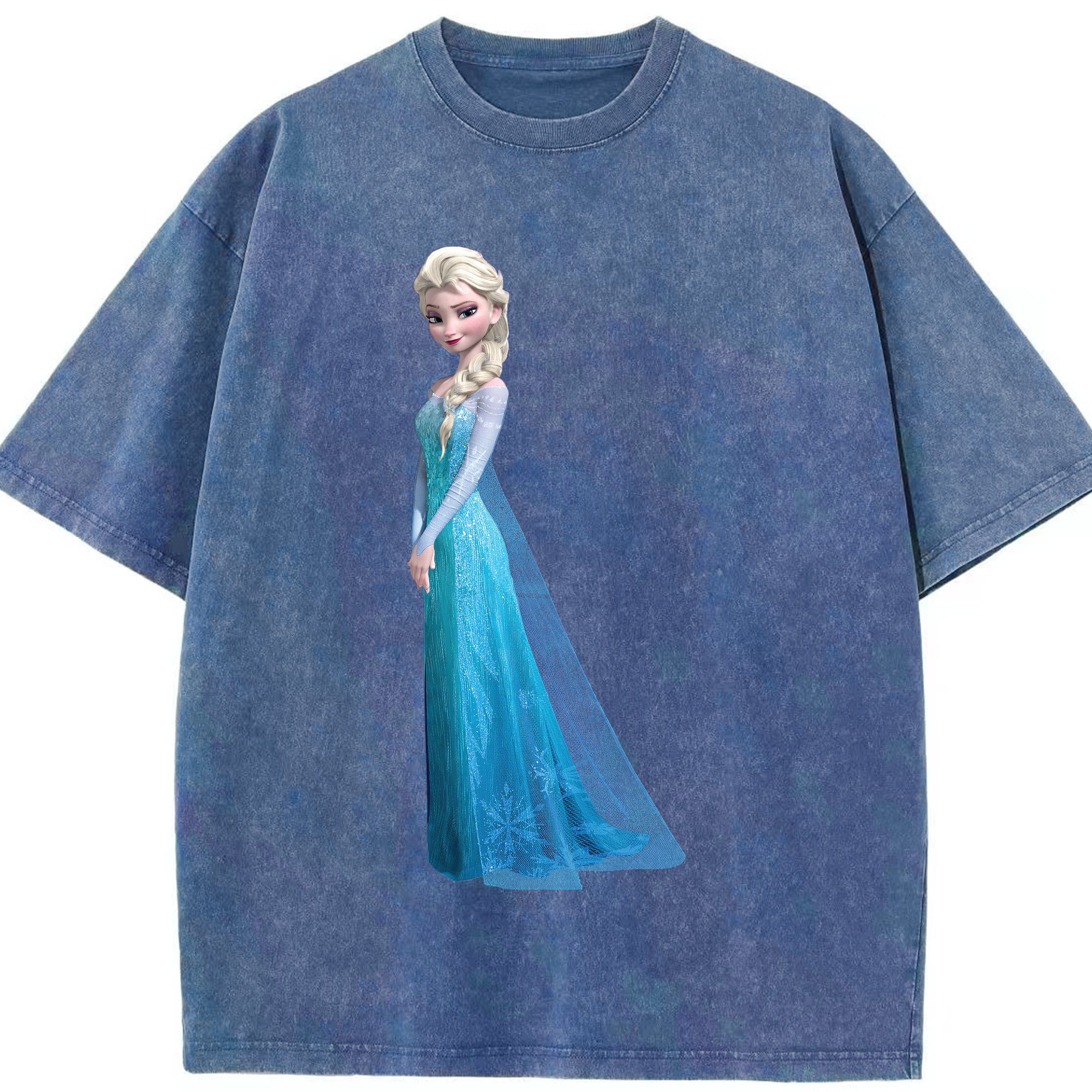 （画像用） アナと雪の女王 アンナ エルサ Frozen Anna Elsa 綿100% ヴィンテージ風 半袖Tシャツ（フロントプリント）