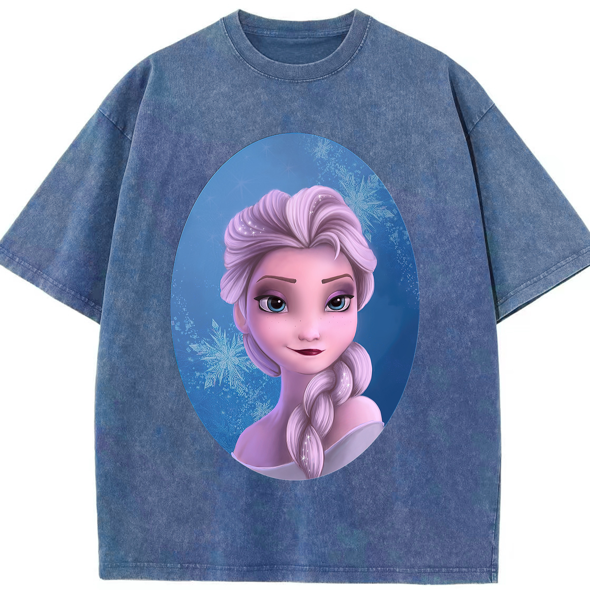 （画像用） アナと雪の女王 アンナ エルサ Frozen Anna Elsa 綿100% ヴィンテージ風 半袖Tシャツ（フロントプリント）