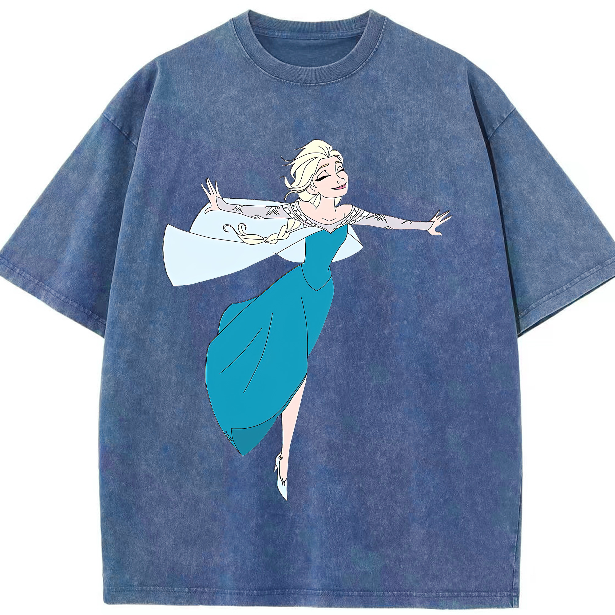 （画像用） アナと雪の女王 アンナ エルサ Frozen Anna Elsa 綿100% ヴィンテージ風 半袖Tシャツ（フロントプリント）