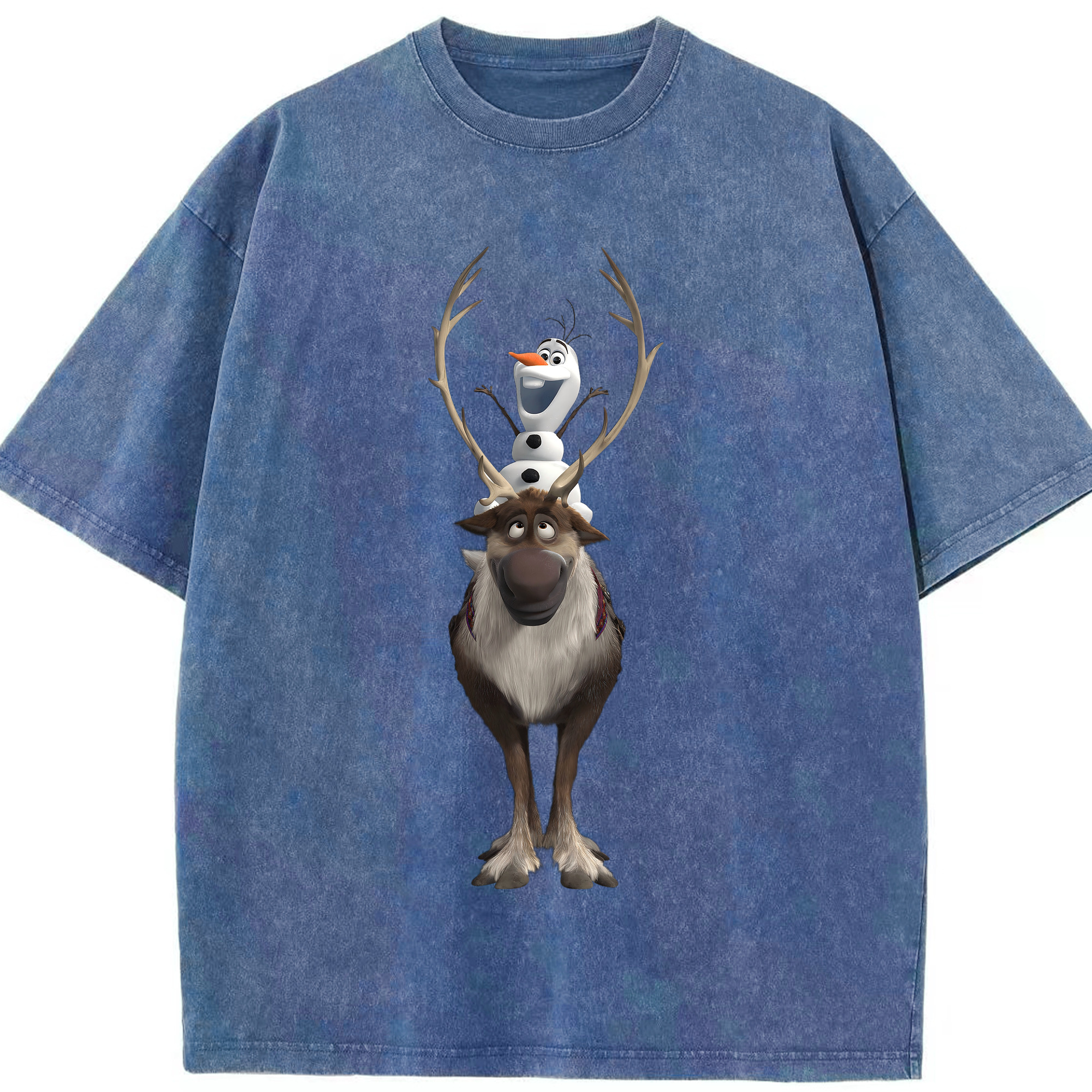 （画像用） アナと雪の女王 アンナ エルサ Frozen Anna Elsa 綿100% ヴィンテージ風 半袖Tシャツ（フロントプリント）