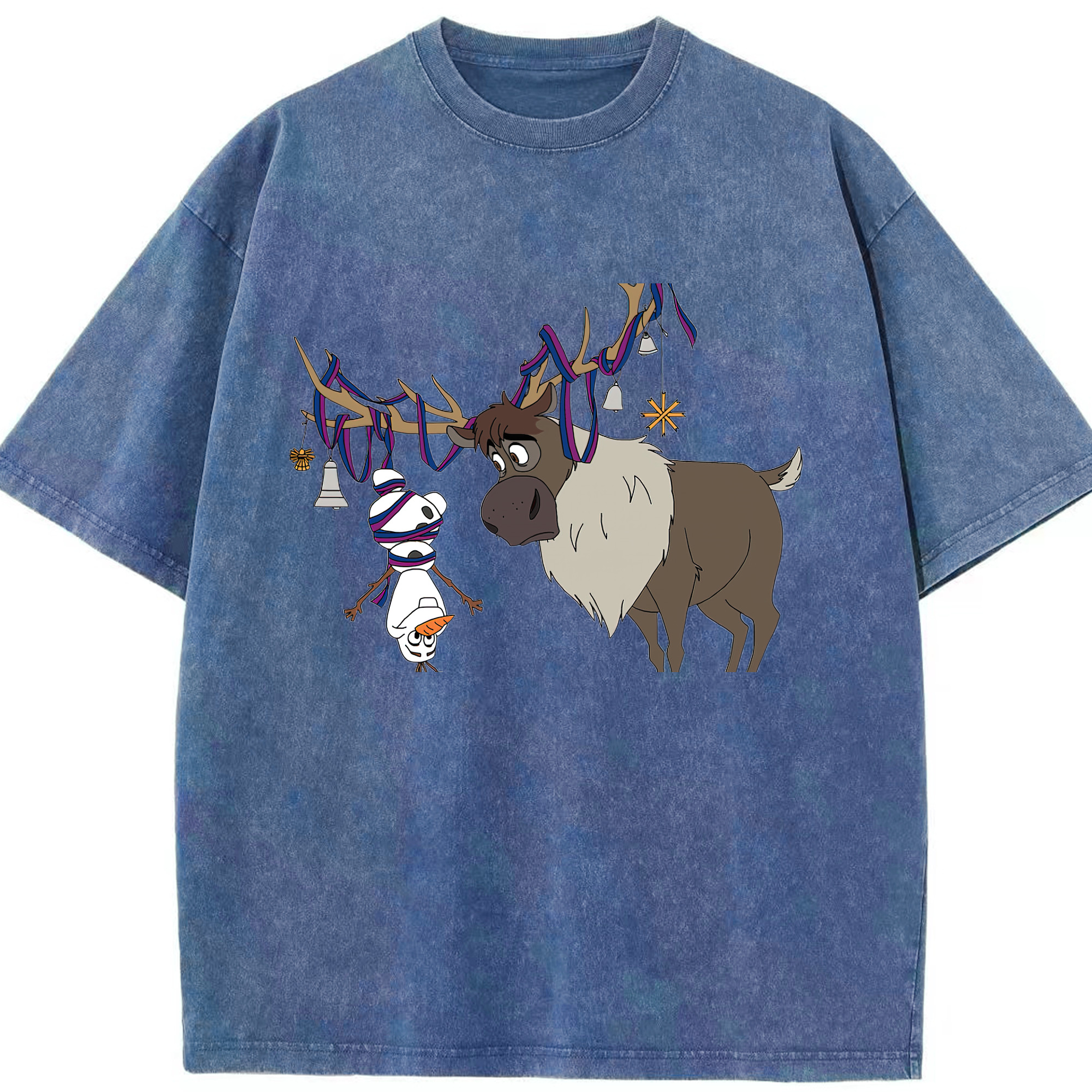 （画像用） アナと雪の女王 アンナ エルサ Frozen Anna Elsa 綿100% ヴィンテージ風 半袖Tシャツ（フロントプリント）