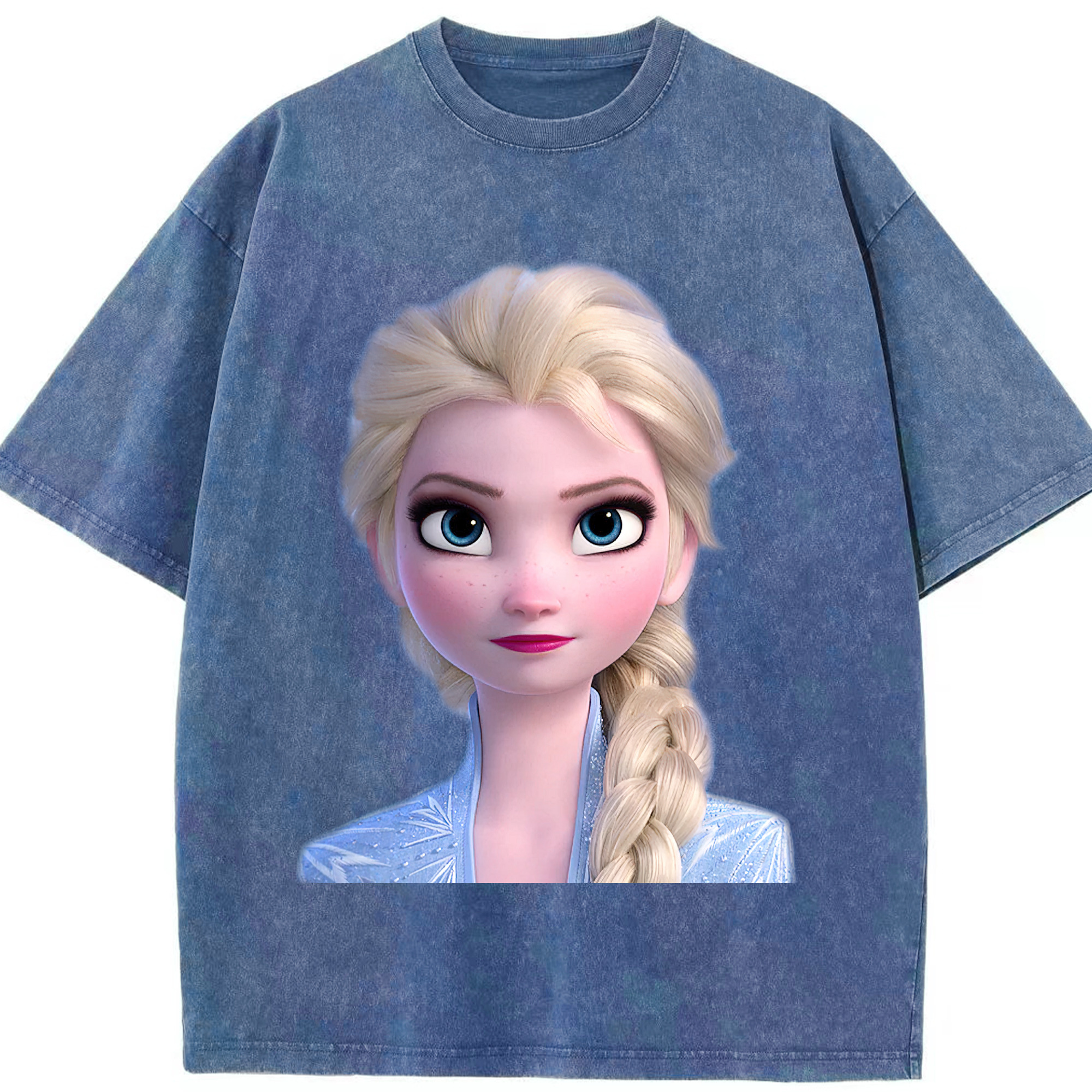 （画像用） アナと雪の女王 アンナ エルサ Frozen Anna Elsa 綿100% ヴィンテージ風 半袖Tシャツ（フロントプリント）