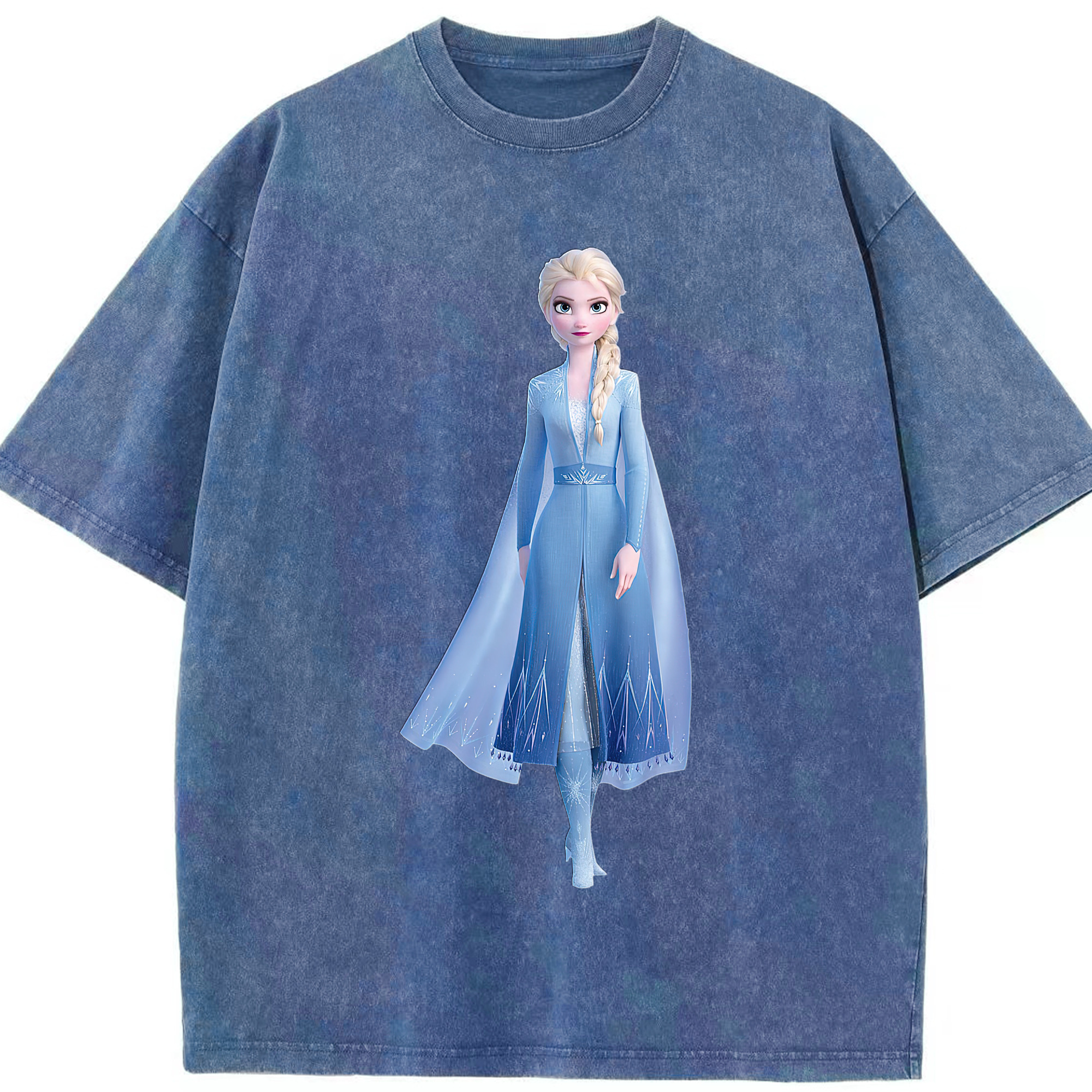 （画像用） アナと雪の女王 アンナ エルサ Frozen Anna Elsa 綿100% ヴィンテージ風 半袖Tシャツ（フロントプリント）