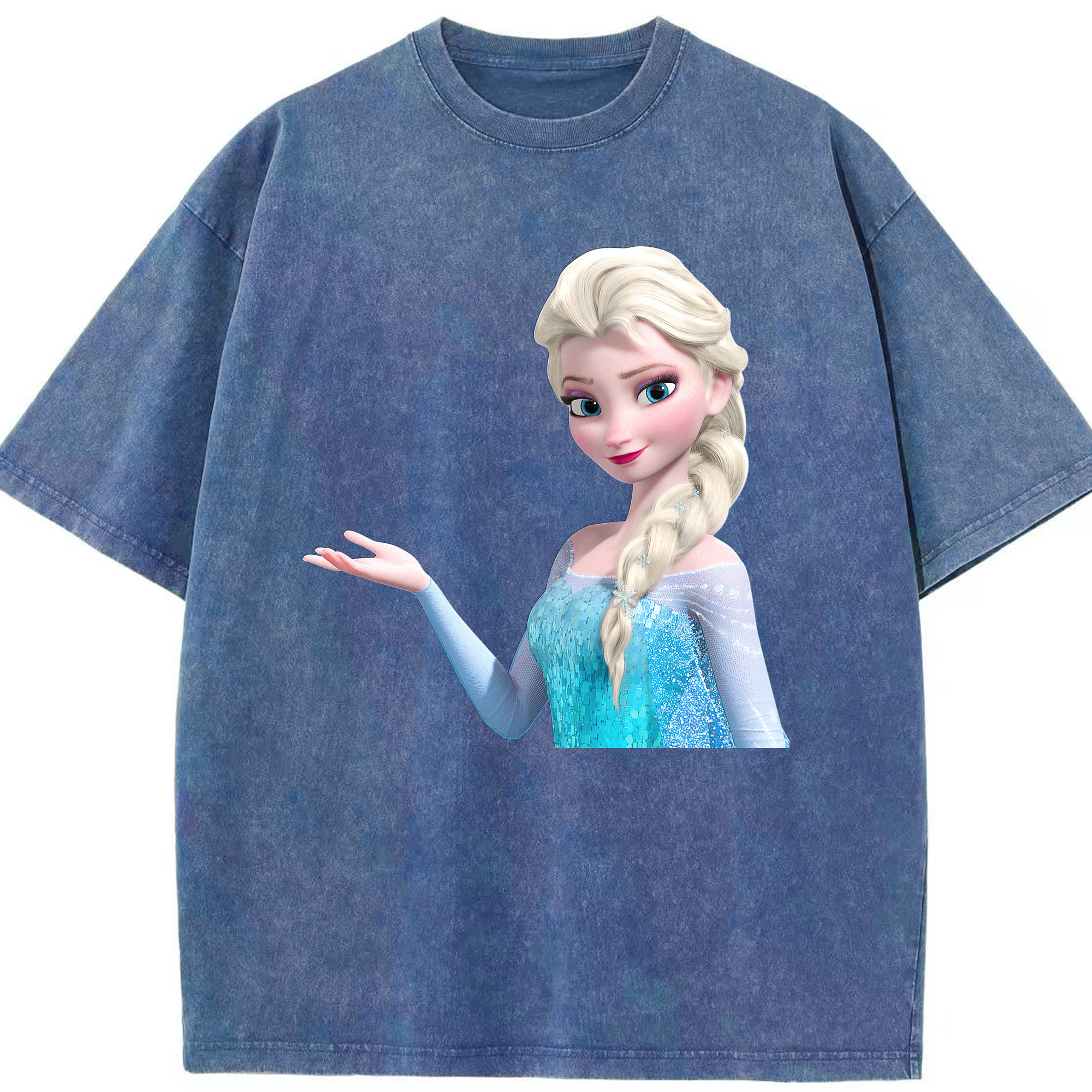 （画像用） アナと雪の女王 アンナ エルサ Frozen Anna Elsa 綿100% ヴィンテージ風 半袖Tシャツ（フロントプリント）