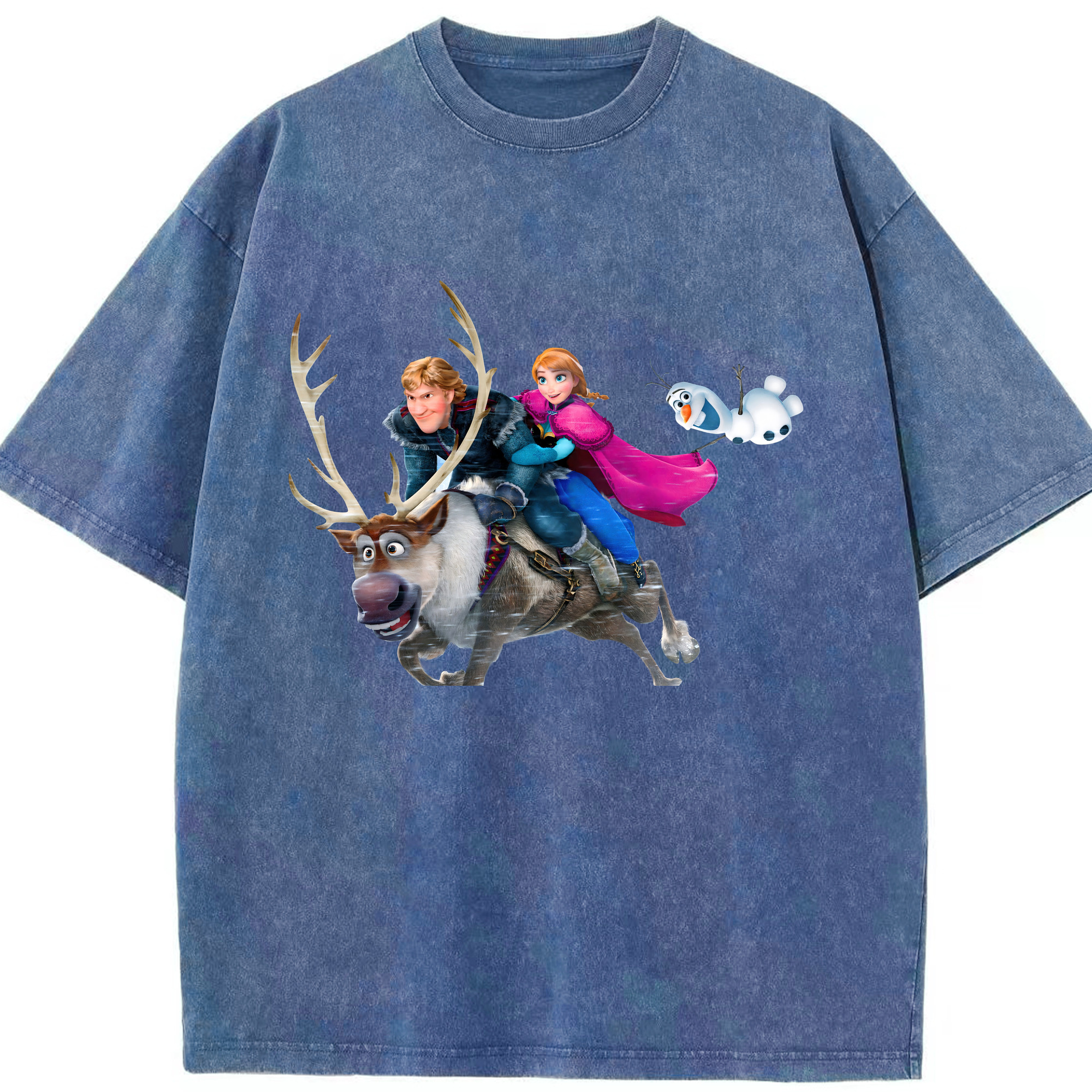 （画像用） アナと雪の女王 アンナ エルサ Frozen Anna Elsa 綿100% ヴィンテージ風 半袖Tシャツ（フロントプリント）
