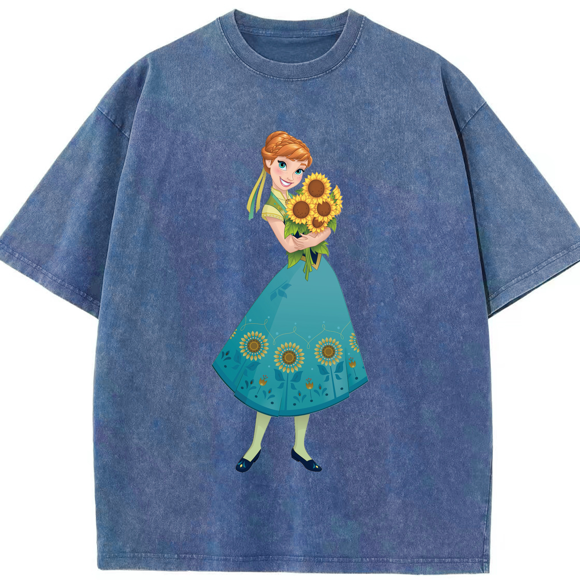 （画像用） アナと雪の女王 アンナ エルサ Frozen Anna Elsa 綿100% ヴィンテージ風 半袖Tシャツ（フロントプリント）