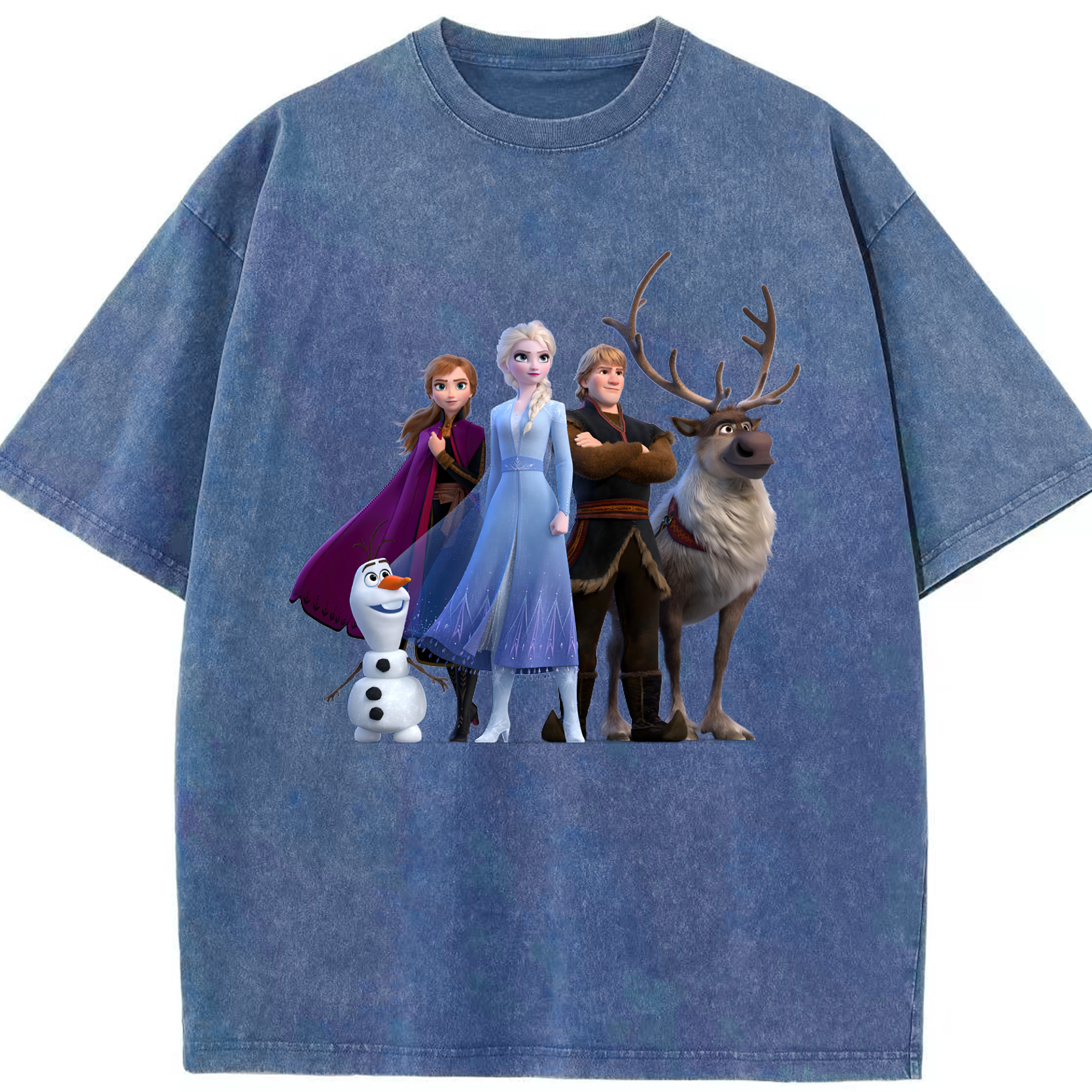 （画像用） アナと雪の女王 アンナ エルサ Frozen Anna Elsa 綿100% ヴィンテージ風 半袖Tシャツ（フロントプリント）