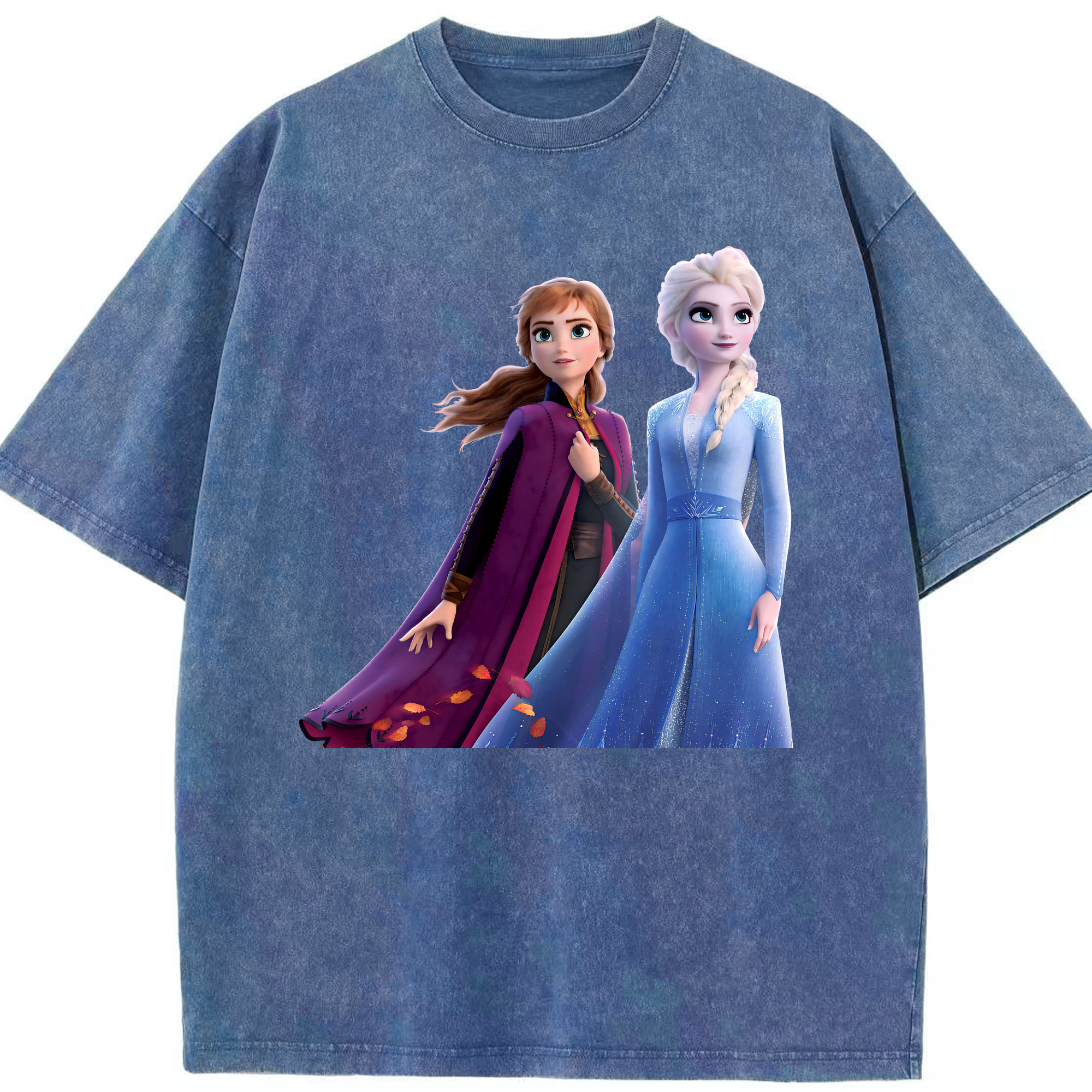 （画像用） アナと雪の女王 アンナ エルサ Frozen Anna Elsa 綿100% ヴィンテージ風 半袖Tシャツ（フロントプリント）