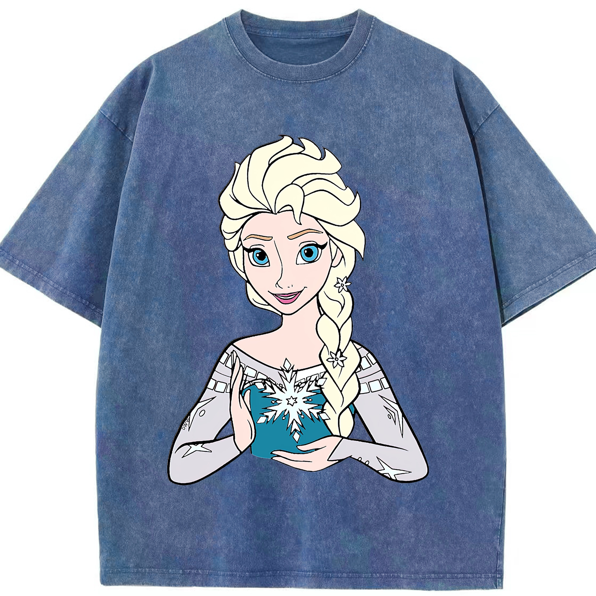 （画像用） アナと雪の女王 アンナ エルサ Frozen Anna Elsa 綿100% ヴィンテージ風 半袖Tシャツ（フロントプリント）