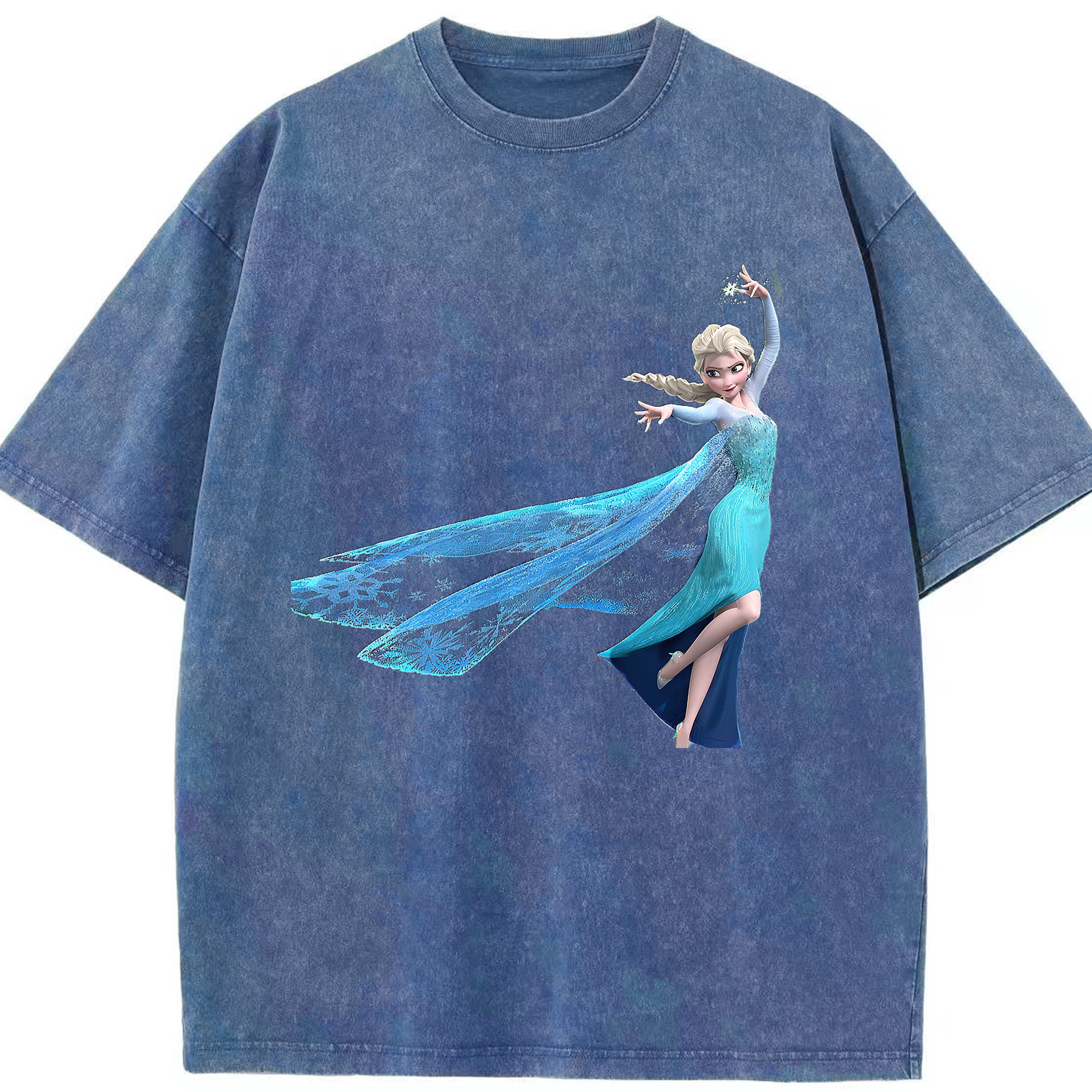 （画像用） アナと雪の女王 アンナ エルサ Frozen Anna Elsa 綿100% ヴィンテージ風 半袖Tシャツ（フロントプリント）