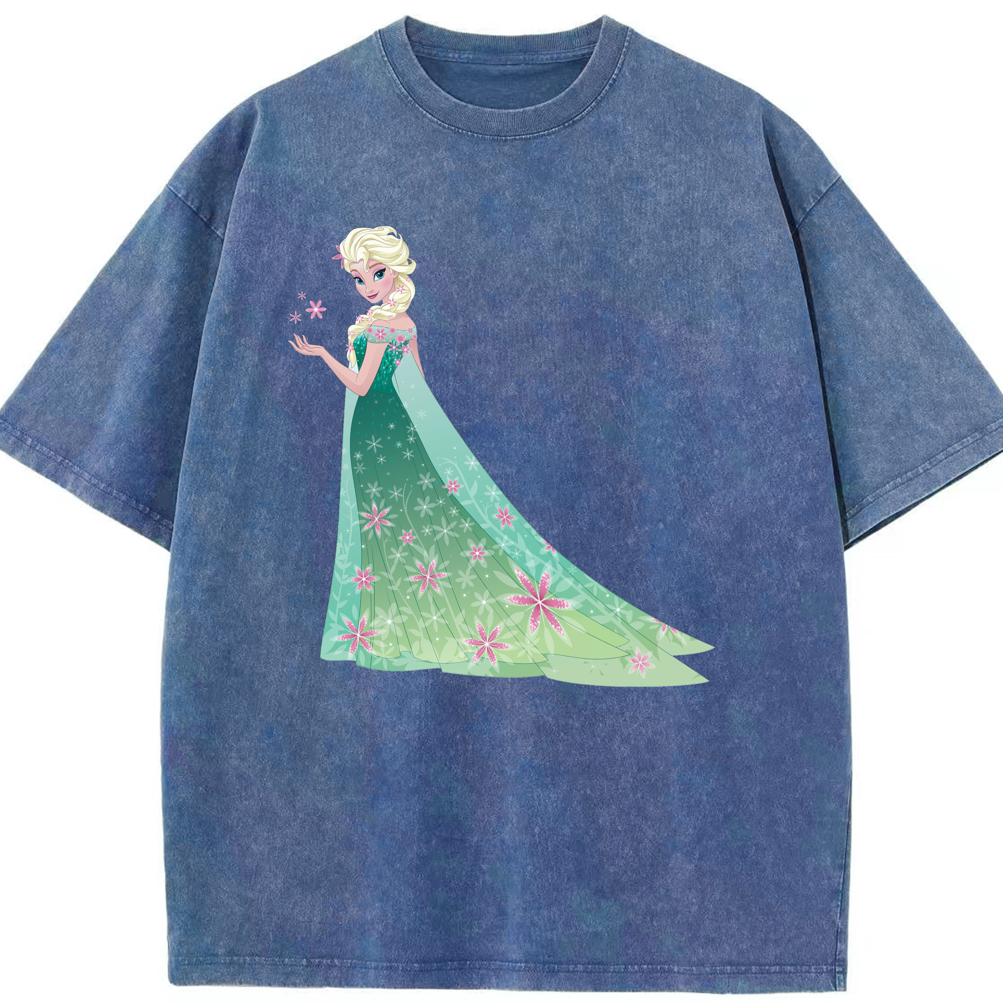 （画像用） アナと雪の女王 アンナ エルサ Frozen Anna Elsa 綿100% ヴィンテージ風 半袖Tシャツ（フロントプリント）