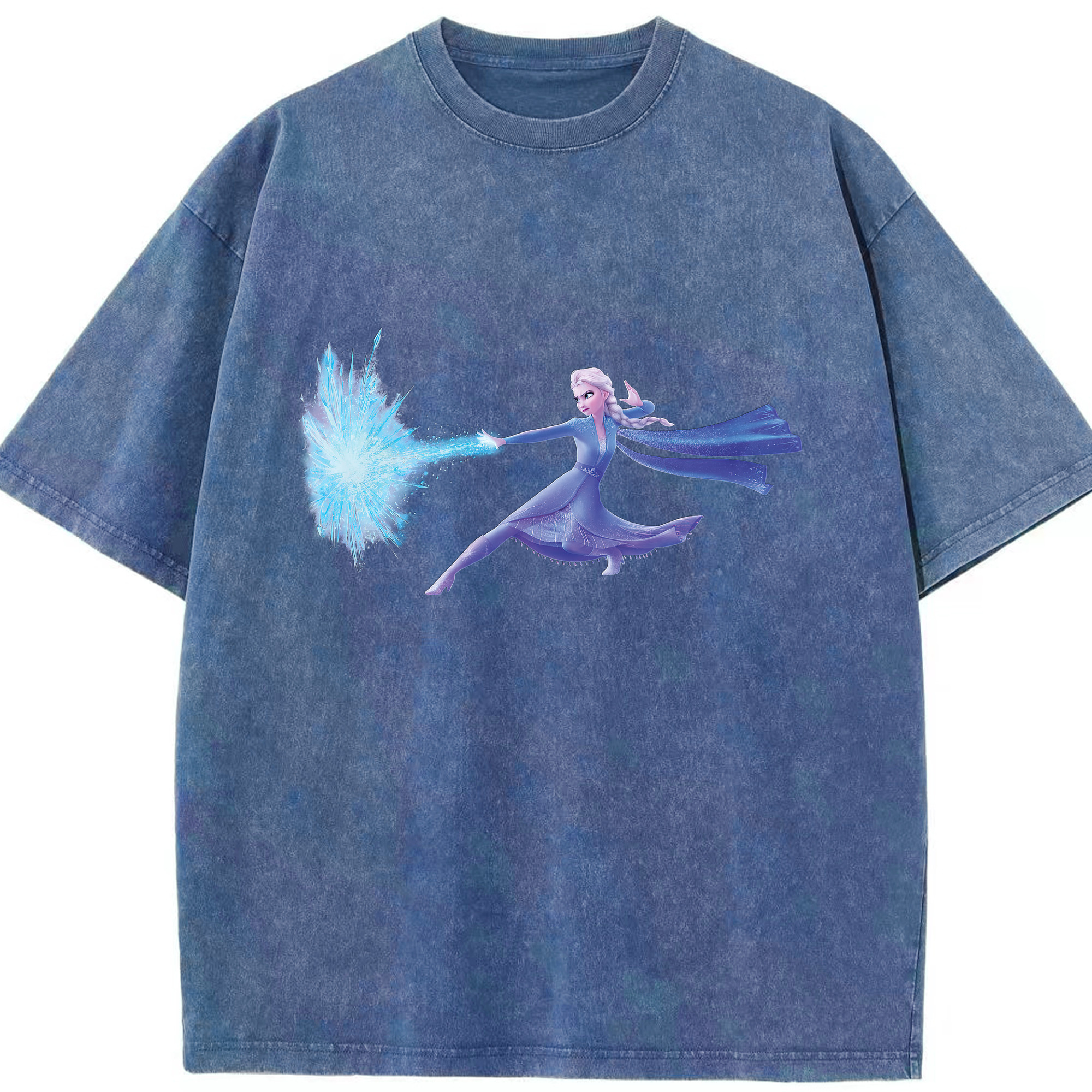（画像用） アナと雪の女王 アンナ エルサ Frozen Anna Elsa 綿100% ヴィンテージ風 半袖Tシャツ（フロントプリント）