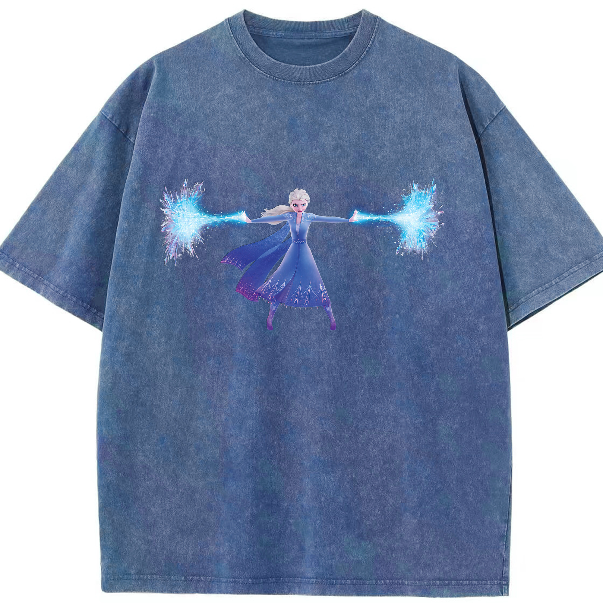 （画像用） アナと雪の女王 アンナ エルサ Frozen Anna Elsa 綿100% ヴィンテージ風 半袖Tシャツ（フロントプリント）