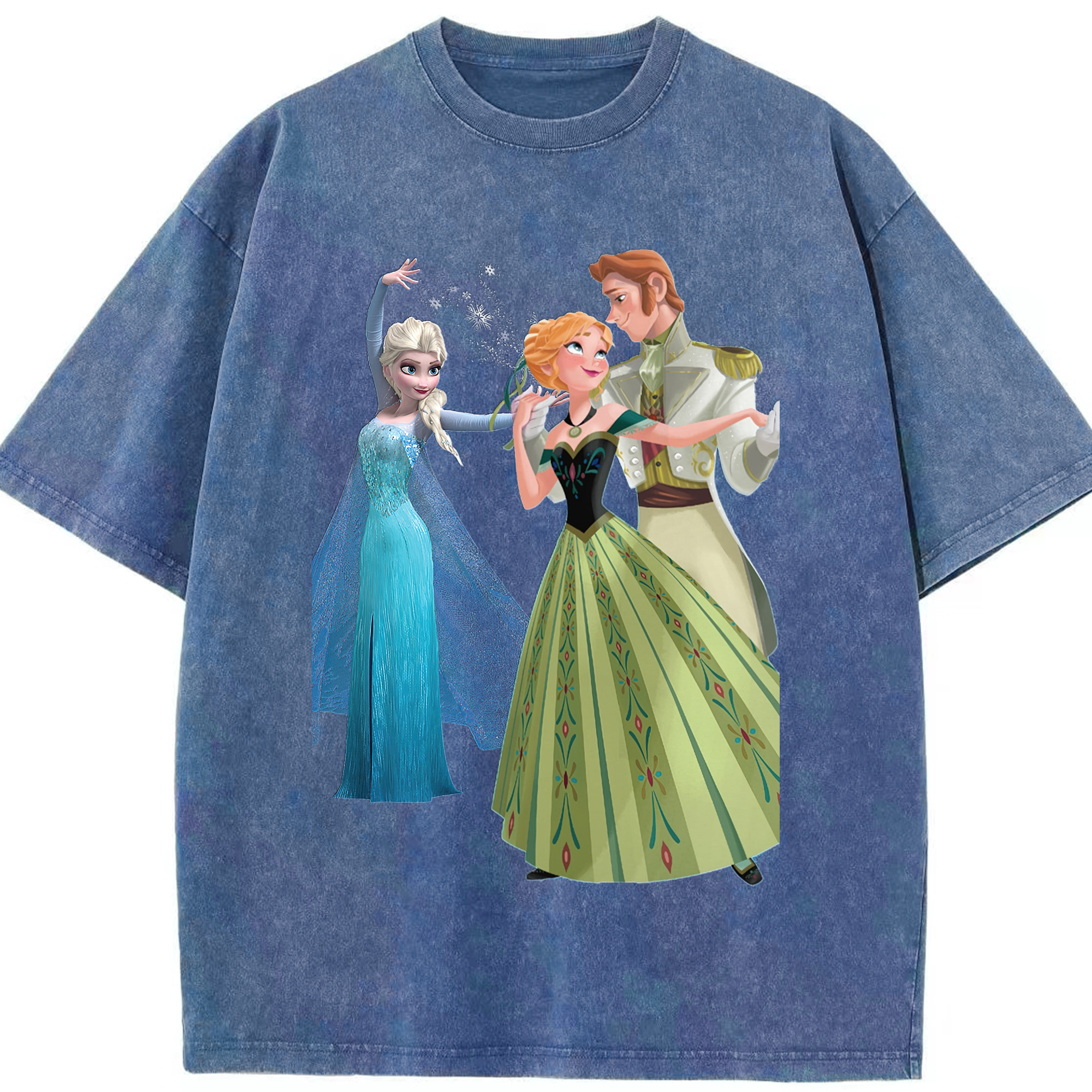 （画像用） アナと雪の女王 アンナ エルサ Frozen Anna Elsa 綿100% ヴィンテージ風 半袖Tシャツ（フロントプリント）