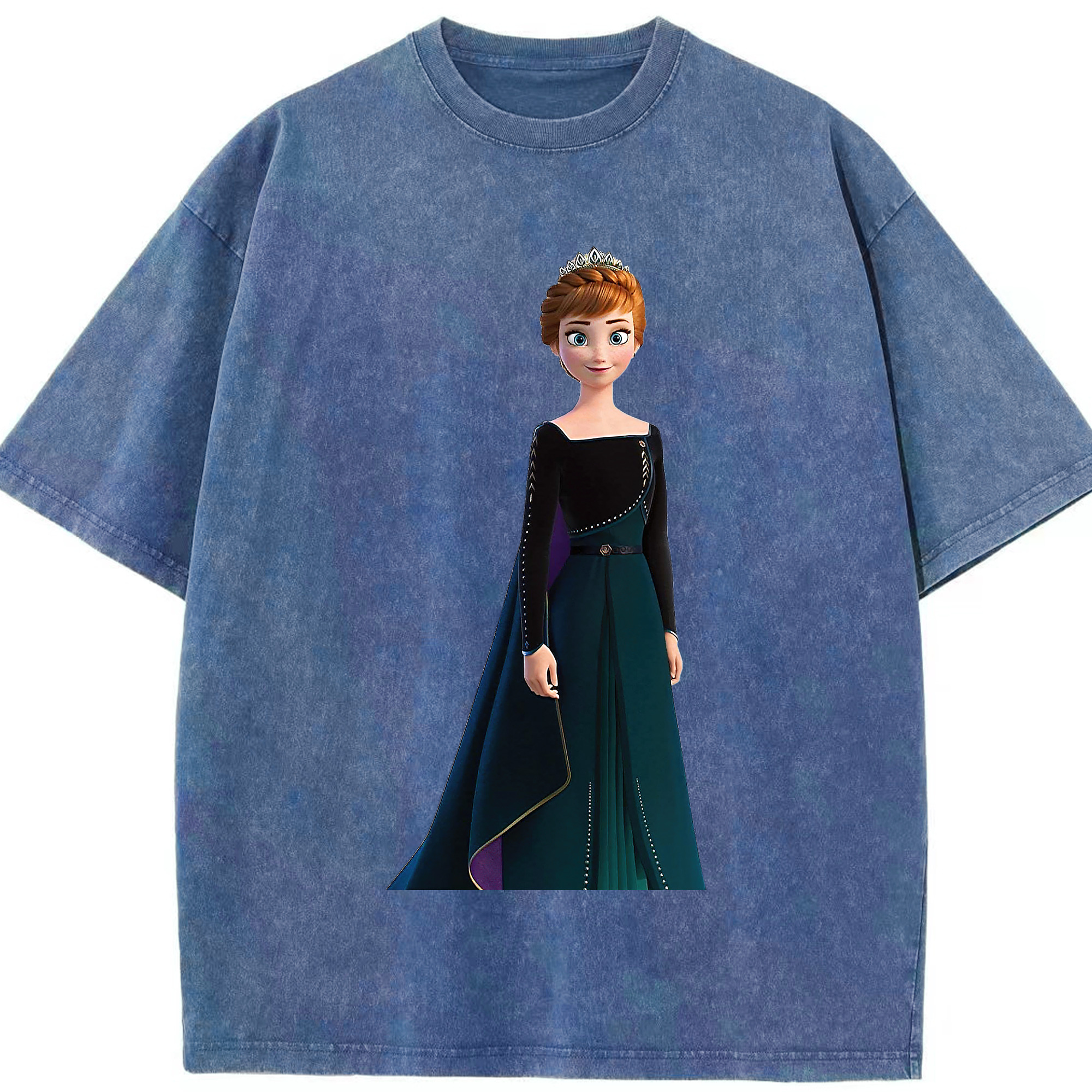 （画像用） アナと雪の女王 アンナ エルサ Frozen Anna Elsa 綿100% ヴィンテージ風 半袖Tシャツ（フロントプリント）