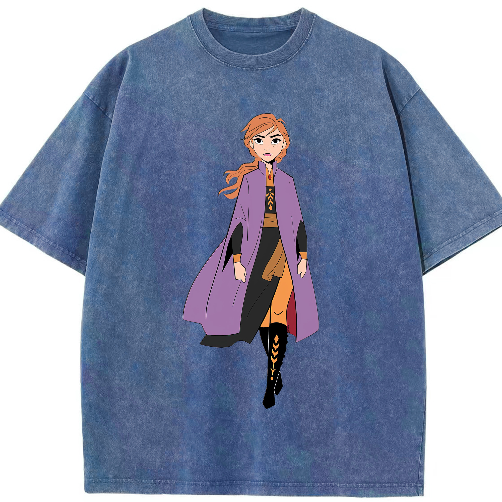 （画像用） アナと雪の女王 アンナ エルサ Frozen Anna Elsa 綿100% ヴィンテージ風 半袖Tシャツ（フロントプリント）