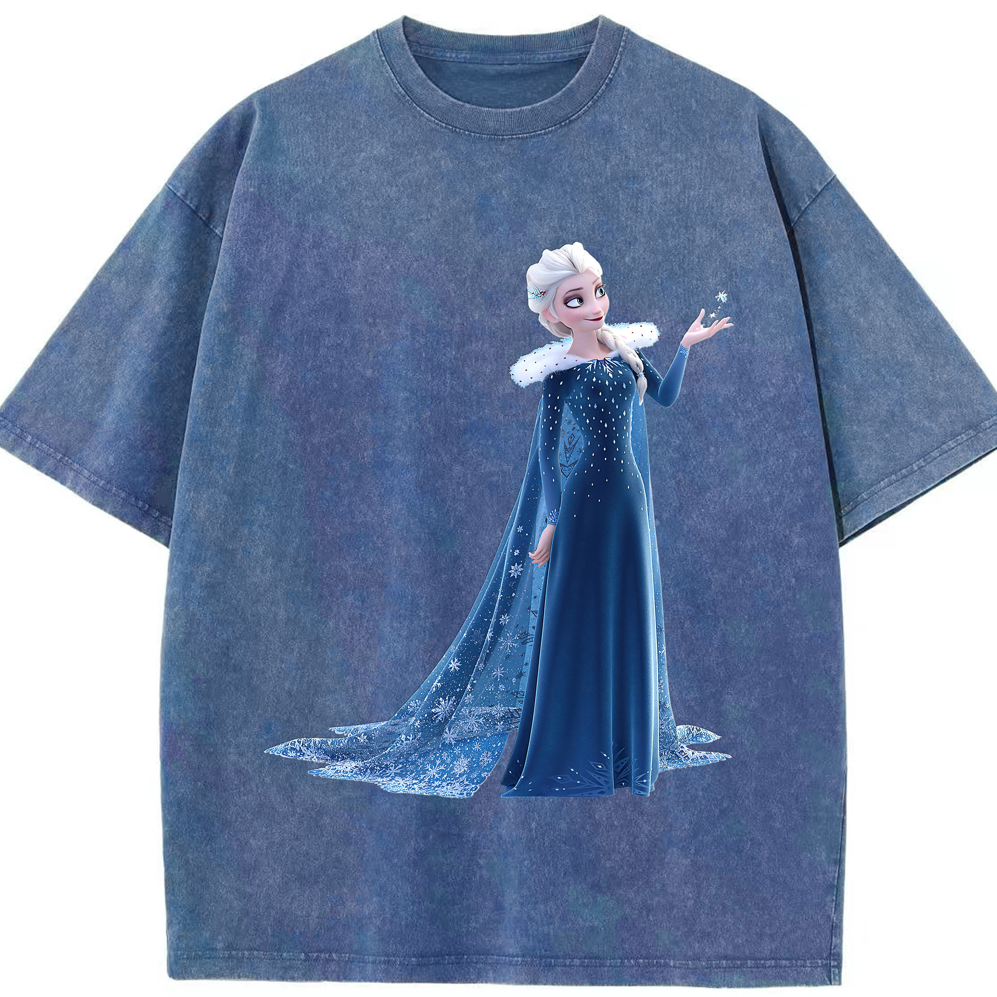 （画像用） アナと雪の女王 アンナ エルサ Frozen Anna Elsa 綿100% ヴィンテージ風 半袖Tシャツ（フロントプリント）