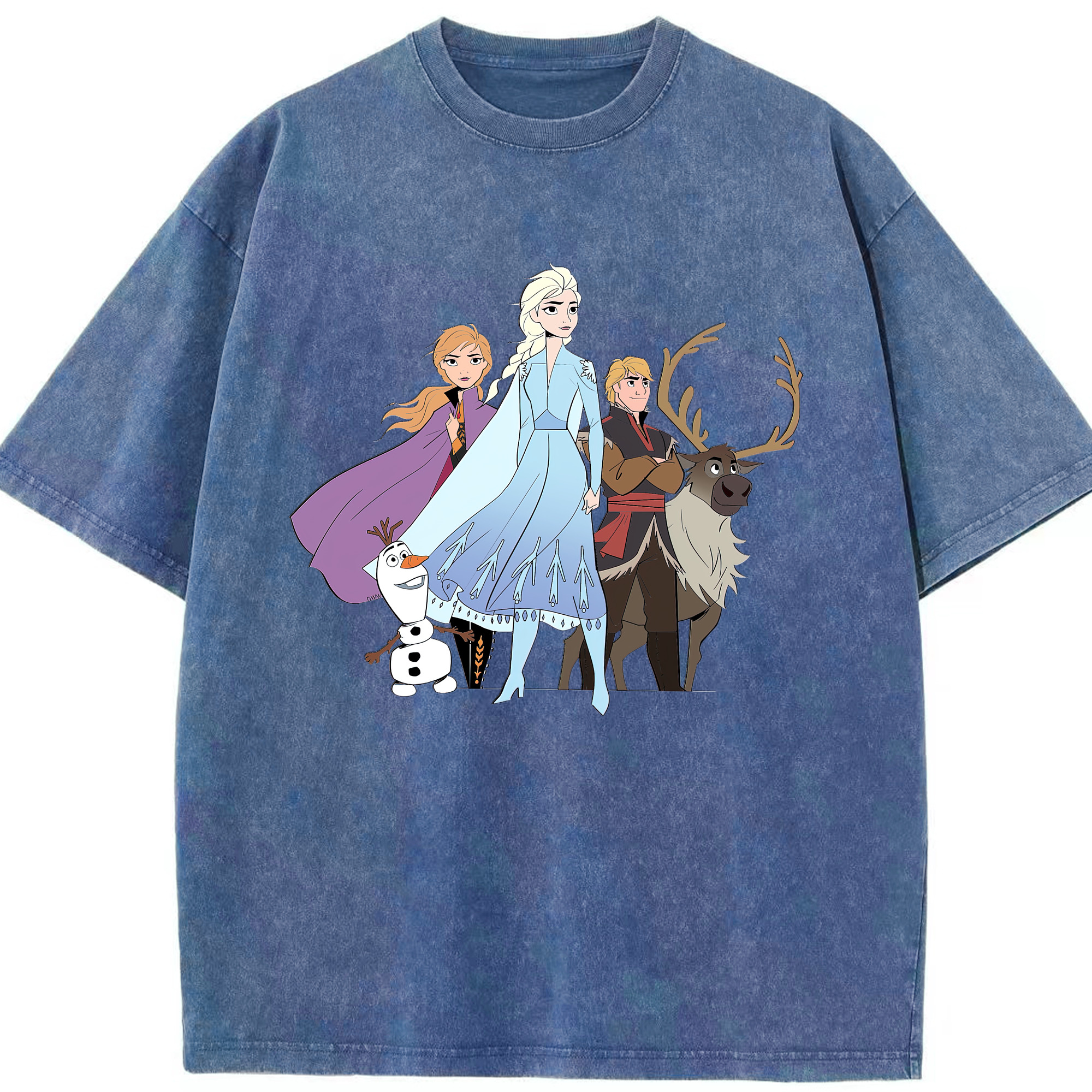 （画像用） アナと雪の女王 アンナ エルサ Frozen Anna Elsa 綿100% ヴィンテージ風 半袖Tシャツ（フロントプリント）