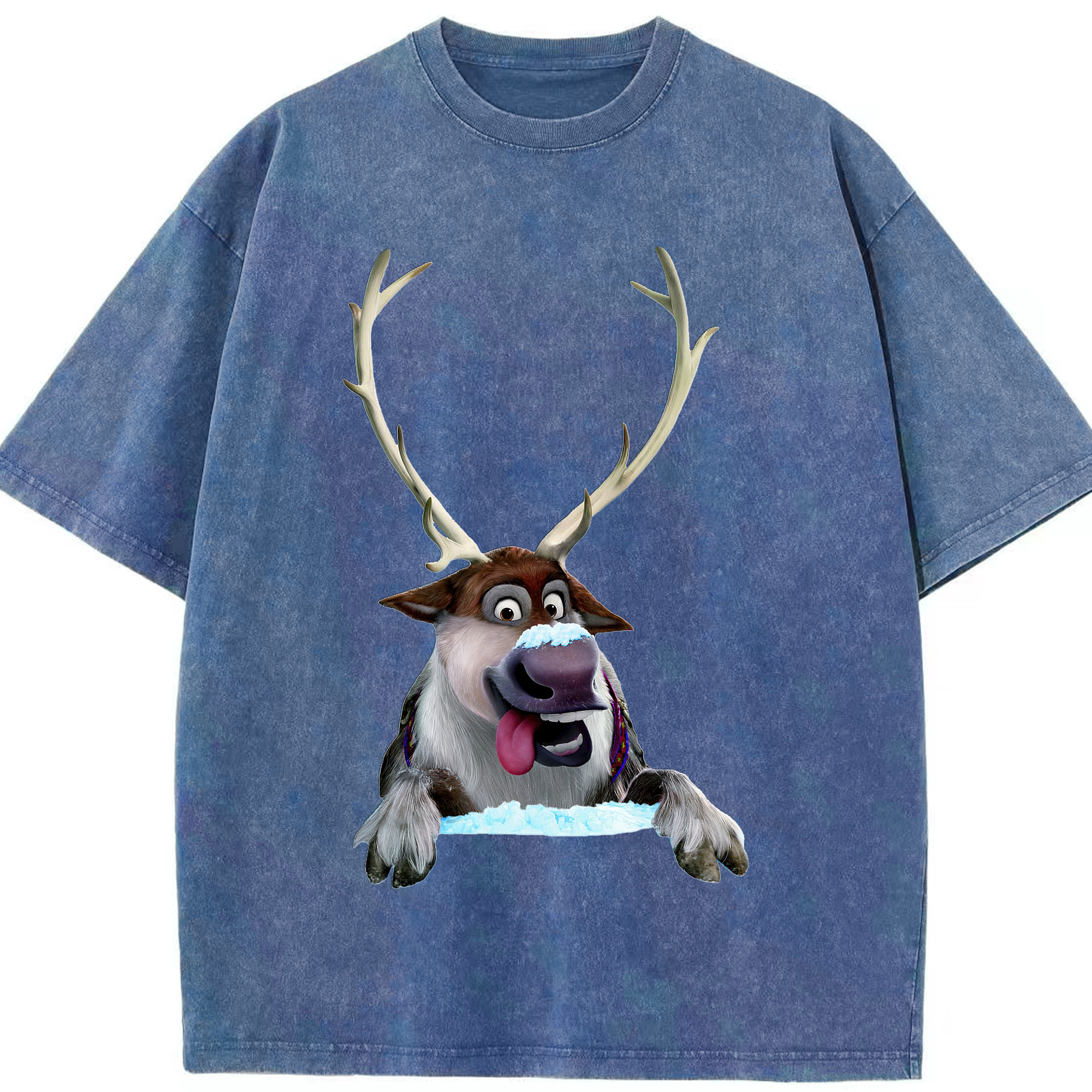 （画像用） アナと雪の女王 アンナ エルサ Frozen Anna Elsa 綿100% ヴィンテージ風 半袖Tシャツ（フロントプリント）