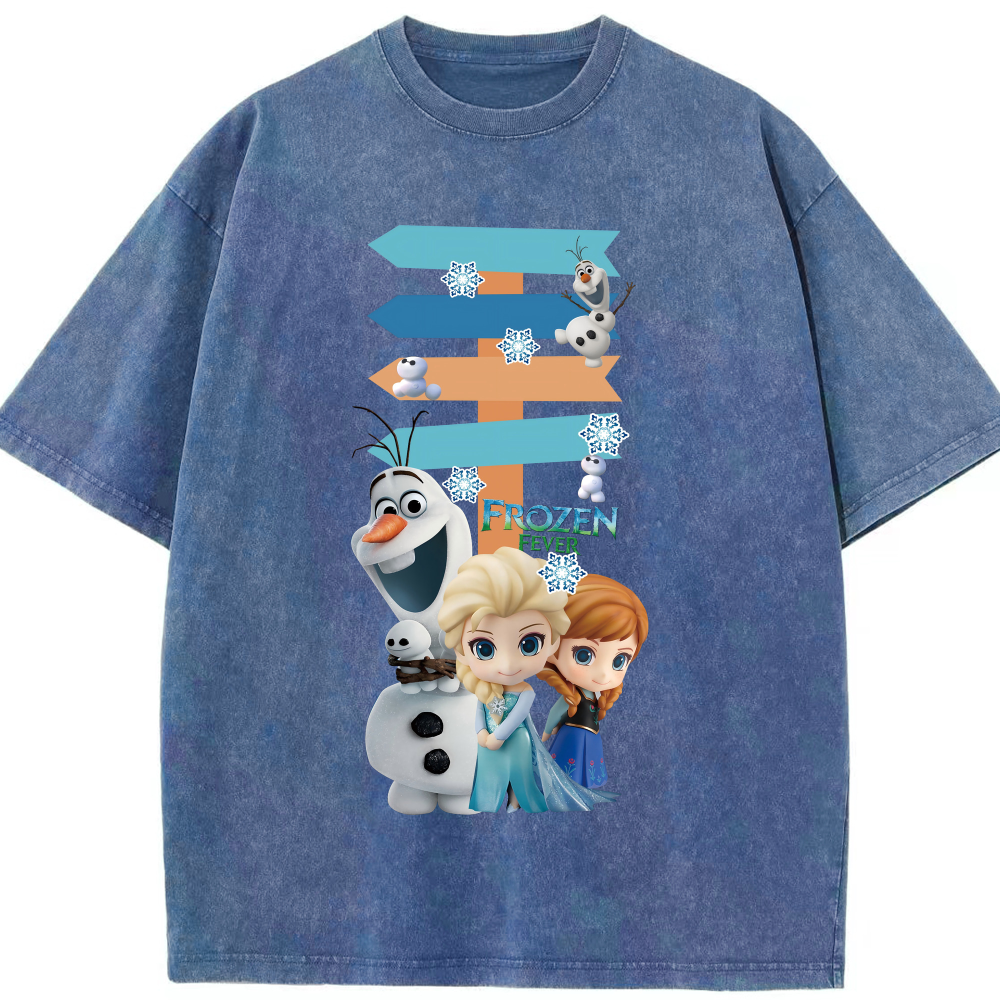 （画像用） アナと雪の女王 アンナ エルサ Frozen Anna Elsa 綿100% ヴィンテージ風 半袖Tシャツ（フロントプリント）