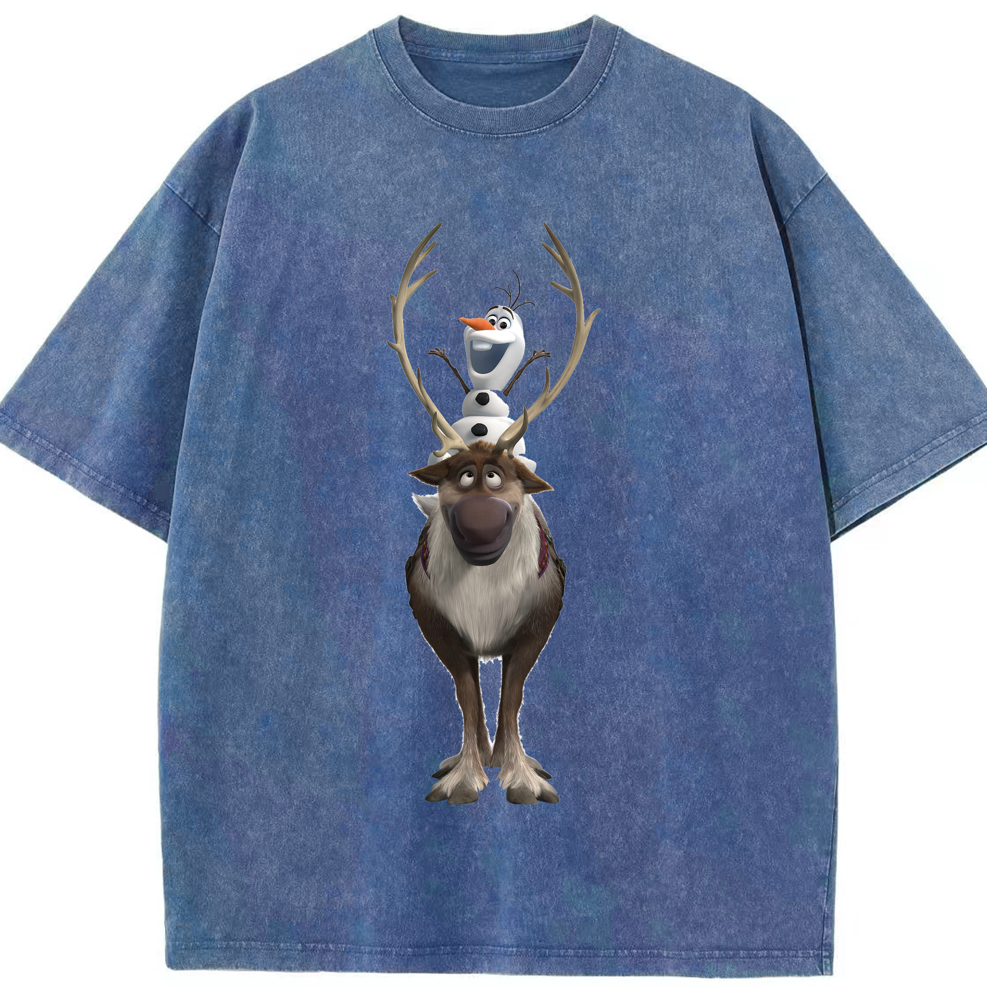 （画像用） アナと雪の女王 アンナ エルサ Frozen Anna Elsa 綿100% ヴィンテージ風 半袖Tシャツ（フロントプリント）