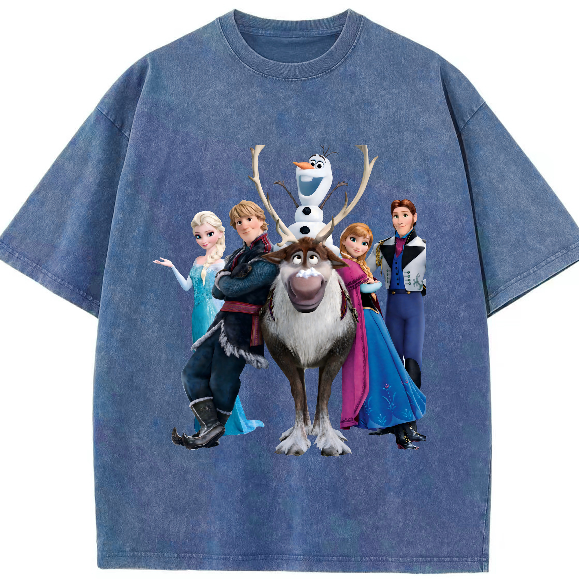 （画像用） アナと雪の女王 アンナ エルサ Frozen Anna Elsa 綿100% ヴィンテージ風 半袖Tシャツ（フロントプリント）
