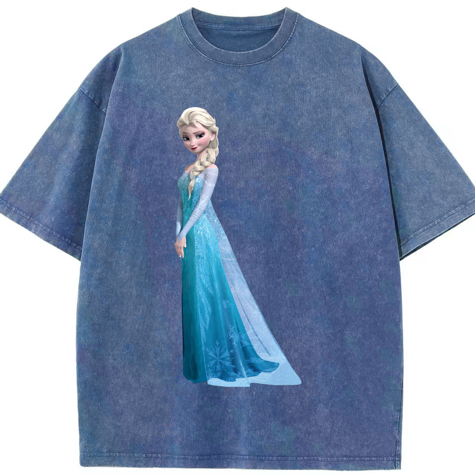 （画像用） アナと雪の女王 アンナ エルサ Frozen Anna Elsa 綿100% ヴィンテージ風 半袖Tシャツ（フロントプリント）