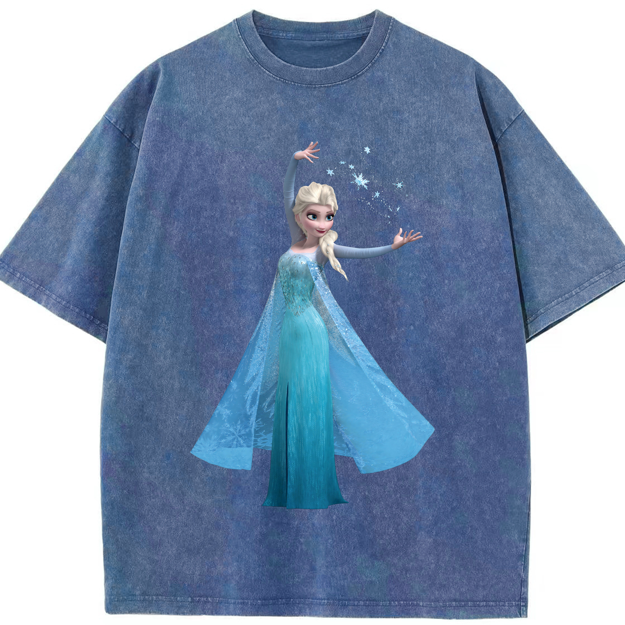 （画像用） アナと雪の女王 アンナ エルサ Frozen Anna Elsa 綿100% ヴィンテージ風 半袖Tシャツ（フロントプリント）