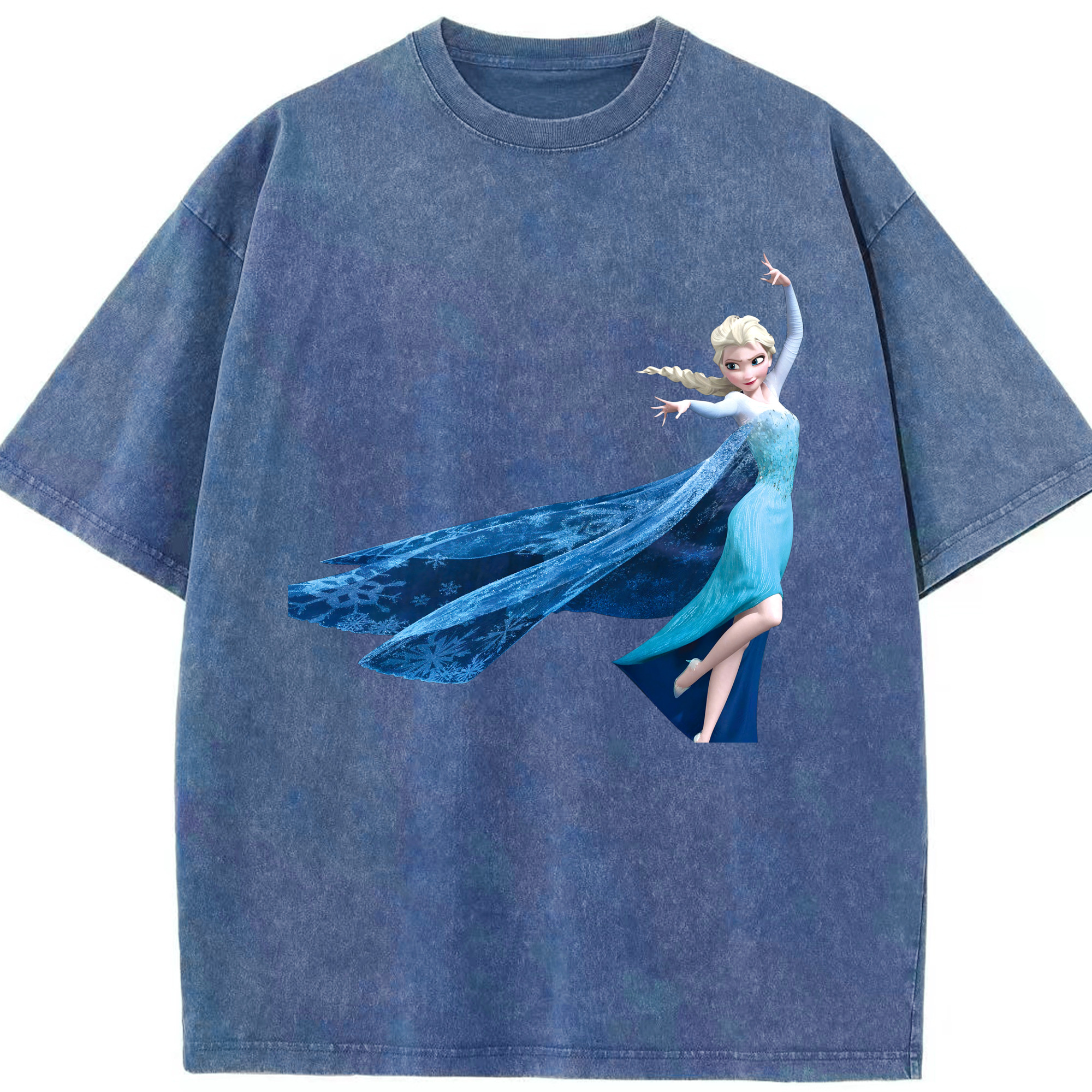 （画像用） アナと雪の女王 アンナ エルサ Frozen Anna Elsa 綿100% ヴィンテージ風 半袖Tシャツ（フロントプリント）