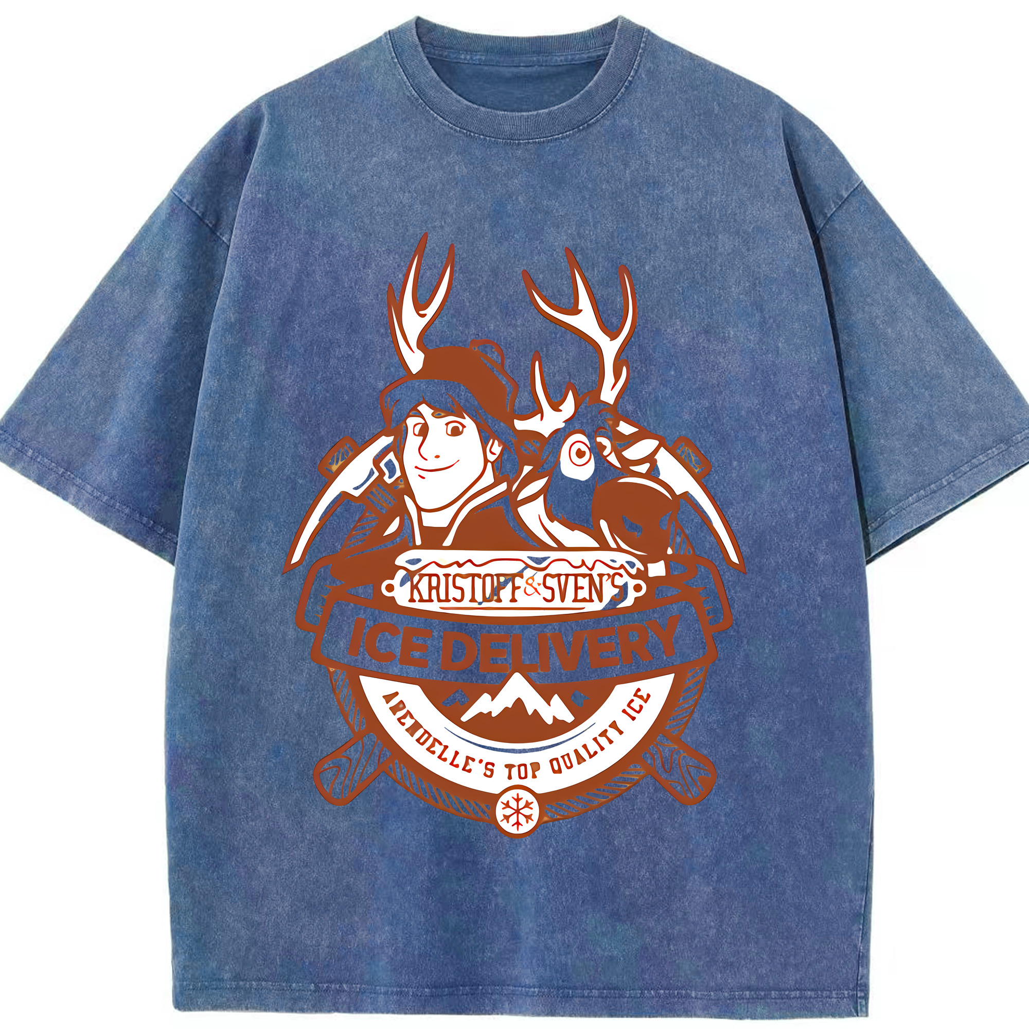 （画像用） アナと雪の女王 アンナ エルサ Frozen Anna Elsa 綿100% ヴィンテージ風 半袖Tシャツ（フロントプリント）