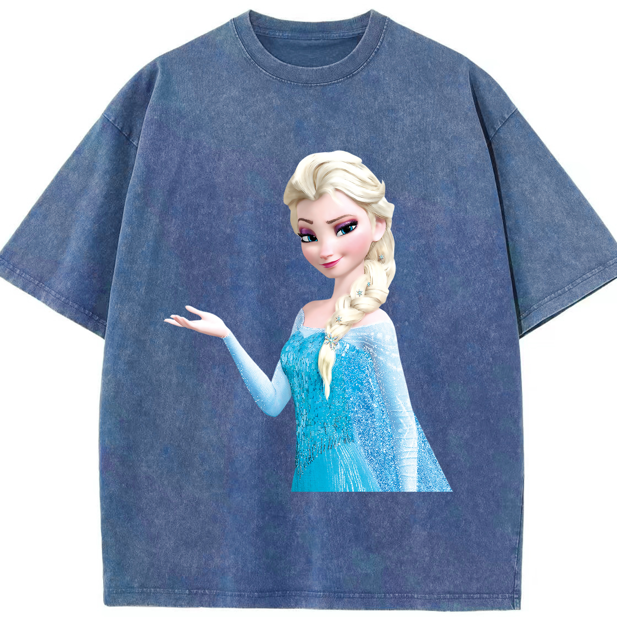 （画像用） アナと雪の女王 アンナ エルサ Frozen Anna Elsa 綿100% ヴィンテージ風 半袖Tシャツ（フロントプリント）
