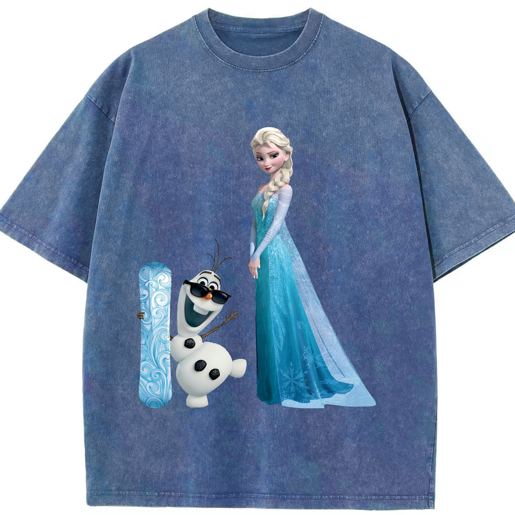 （画像用） アナと雪の女王 アンナ エルサ Frozen Anna Elsa 綿100% ヴィンテージ風 半袖Tシャツ（フロントプリント）