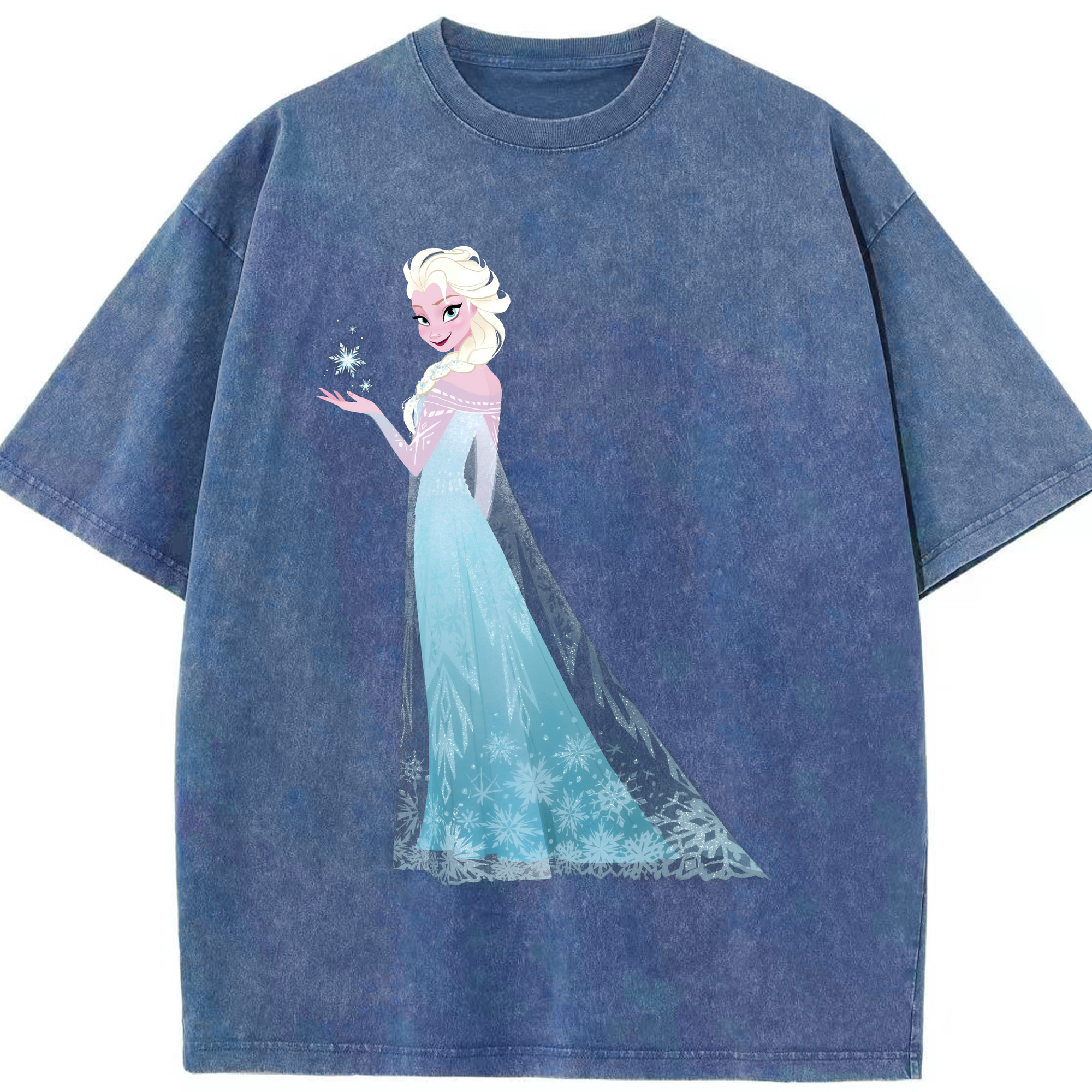 （画像用） アナと雪の女王 アンナ エルサ Frozen Anna Elsa 綿100% ヴィンテージ風 半袖Tシャツ（フロントプリント）