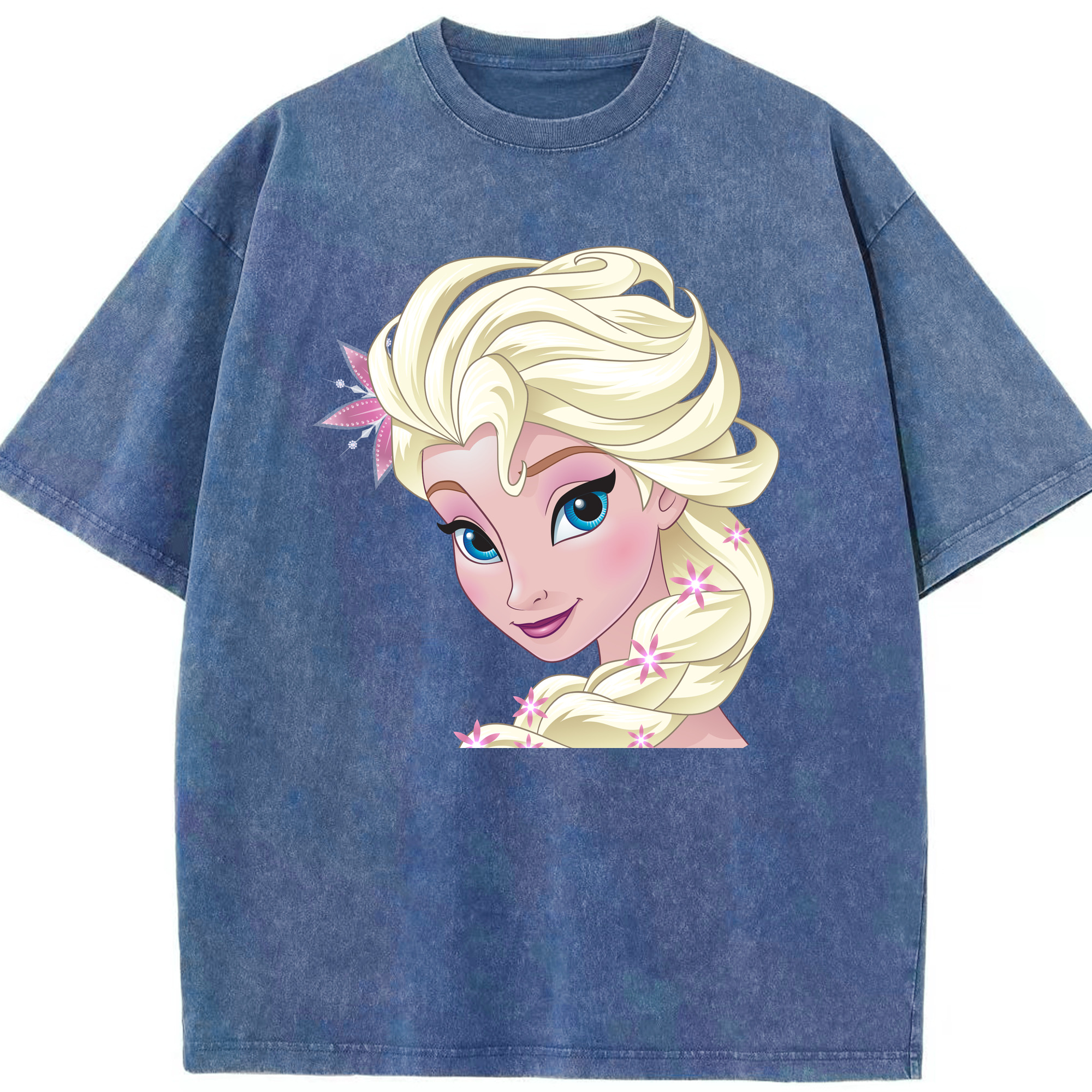 （画像用） アナと雪の女王 アンナ エルサ Frozen Anna Elsa 綿100% ヴィンテージ風 半袖Tシャツ（フロントプリント）