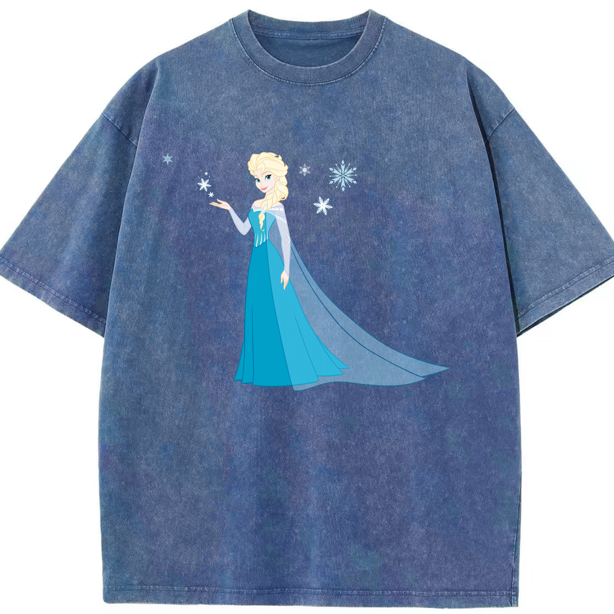 （画像用） アナと雪の女王 アンナ エルサ Frozen Anna Elsa 綿100% ヴィンテージ風 半袖Tシャツ（フロントプリント）
