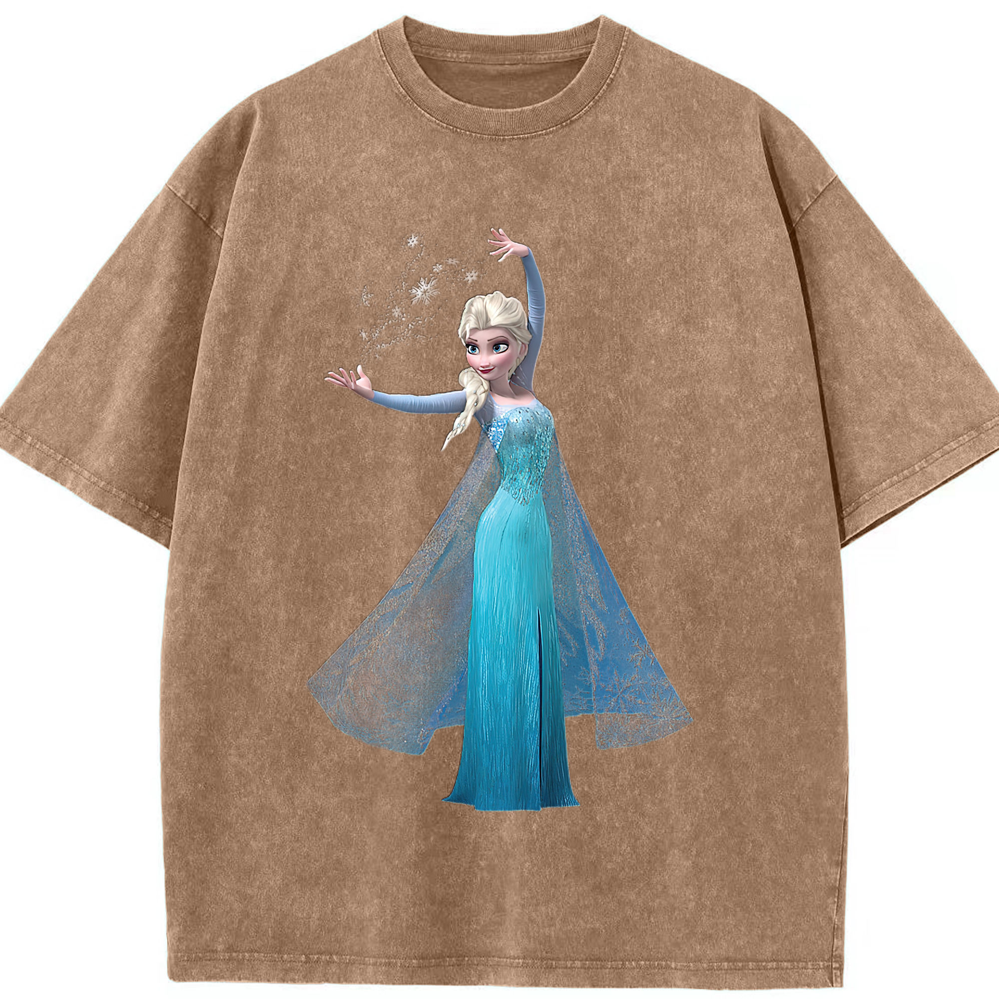 （画像用） アナと雪の女王 アンナ エルサ Frozen Anna Elsa 綿100% ヴィンテージ風 半袖Tシャツ（フロントプリント）