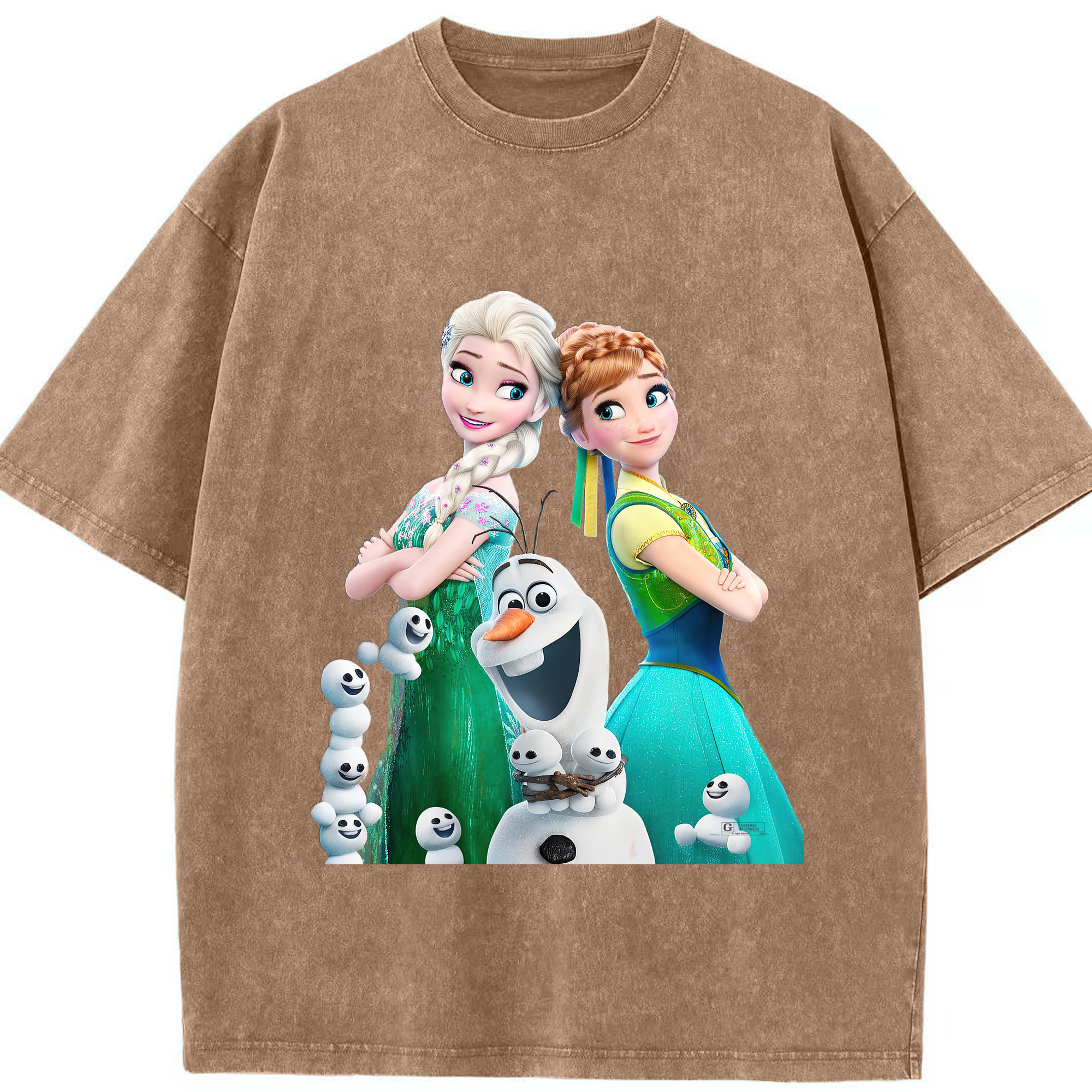 （画像用） アナと雪の女王 アンナ エルサ Frozen Anna Elsa 綿100% ヴィンテージ風 半袖Tシャツ（フロントプリント）