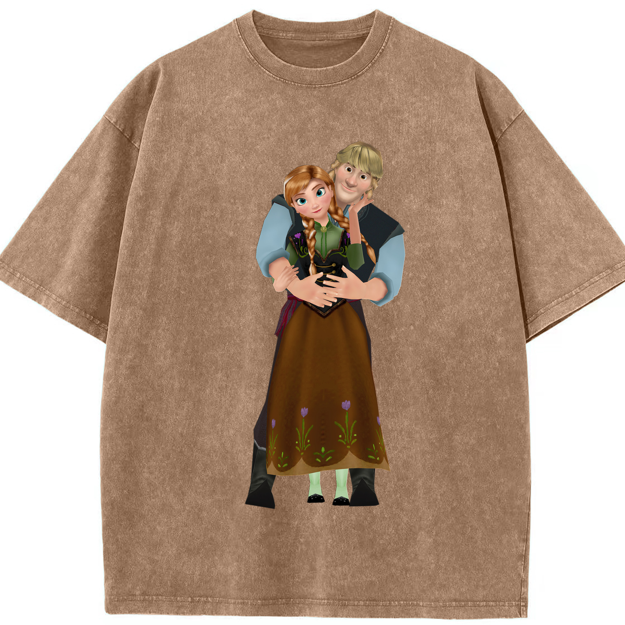 （画像用） アナと雪の女王 アンナ エルサ Frozen Anna Elsa 綿100% ヴィンテージ風 半袖Tシャツ（フロントプリント）