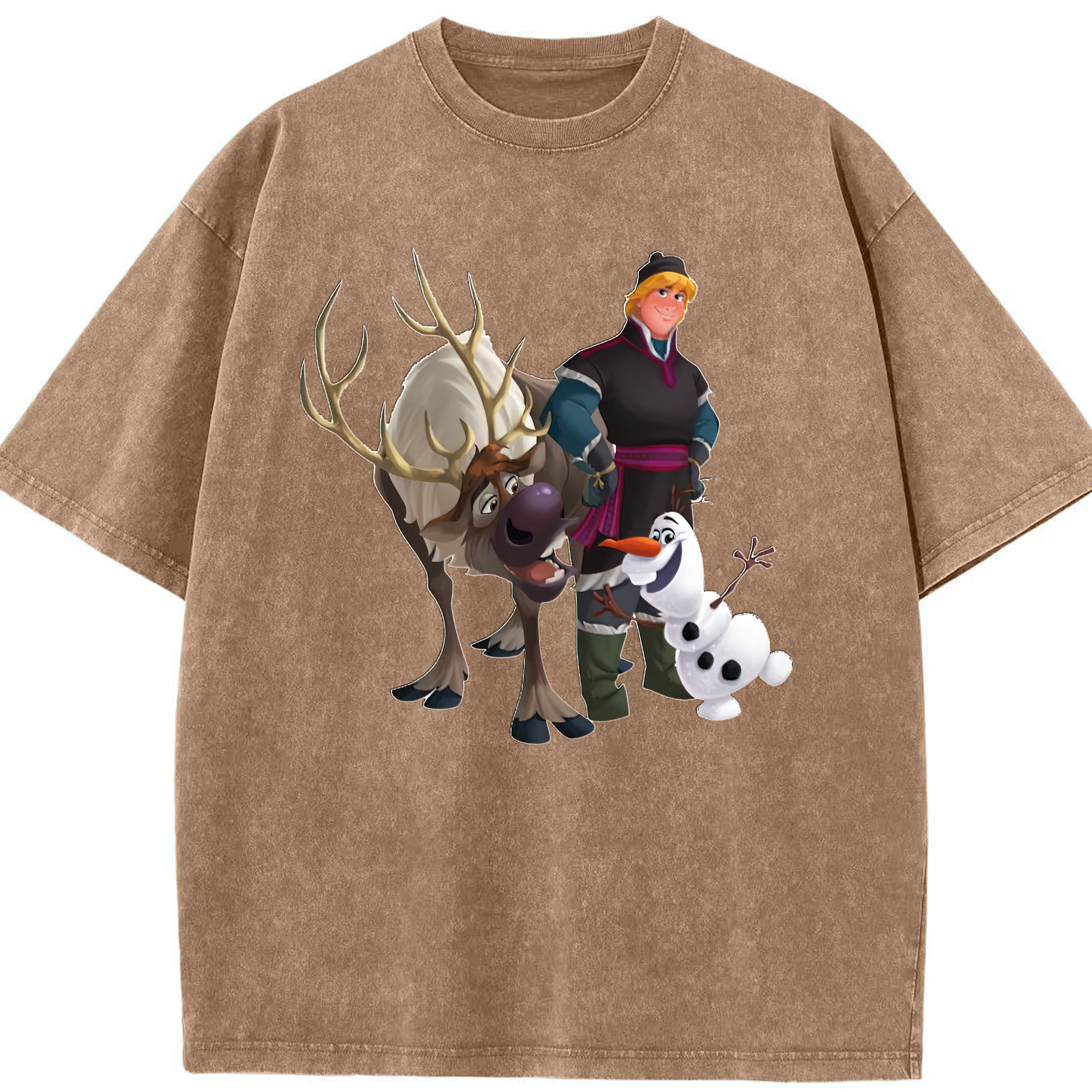 （画像用） アナと雪の女王 アンナ エルサ Frozen Anna Elsa 綿100% ヴィンテージ風 半袖Tシャツ（フロントプリント）