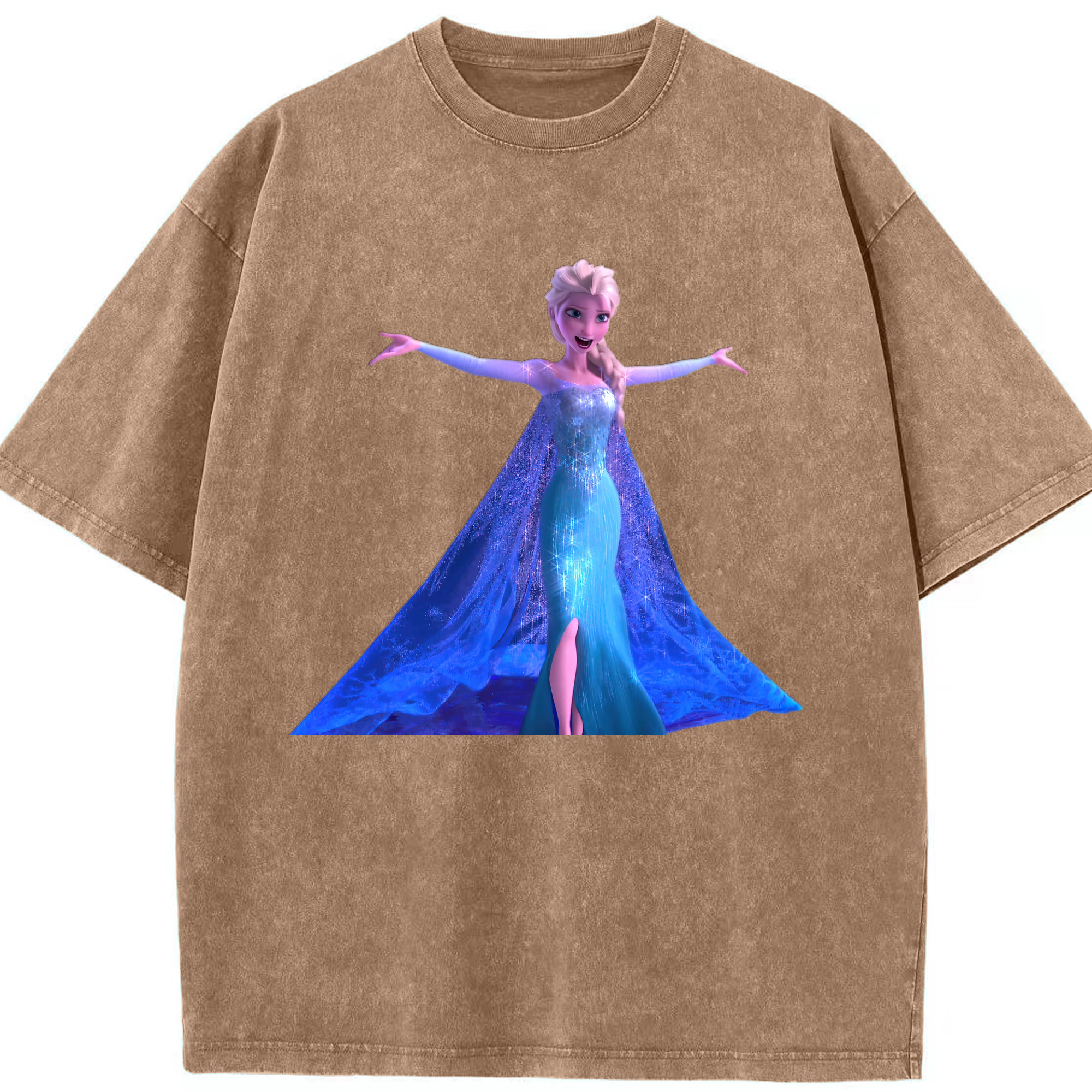 （画像用） アナと雪の女王 アンナ エルサ Frozen Anna Elsa 綿100% ヴィンテージ風 半袖Tシャツ（フロントプリント）