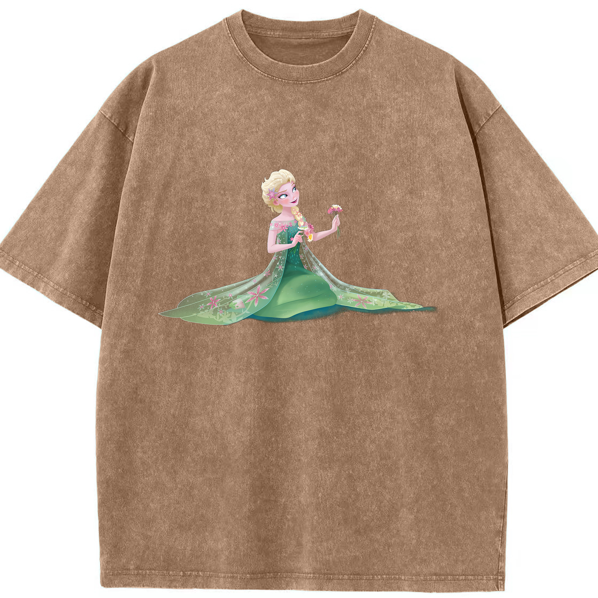 （画像用） アナと雪の女王 アンナ エルサ Frozen Anna Elsa 綿100% ヴィンテージ風 半袖Tシャツ（フロントプリント）