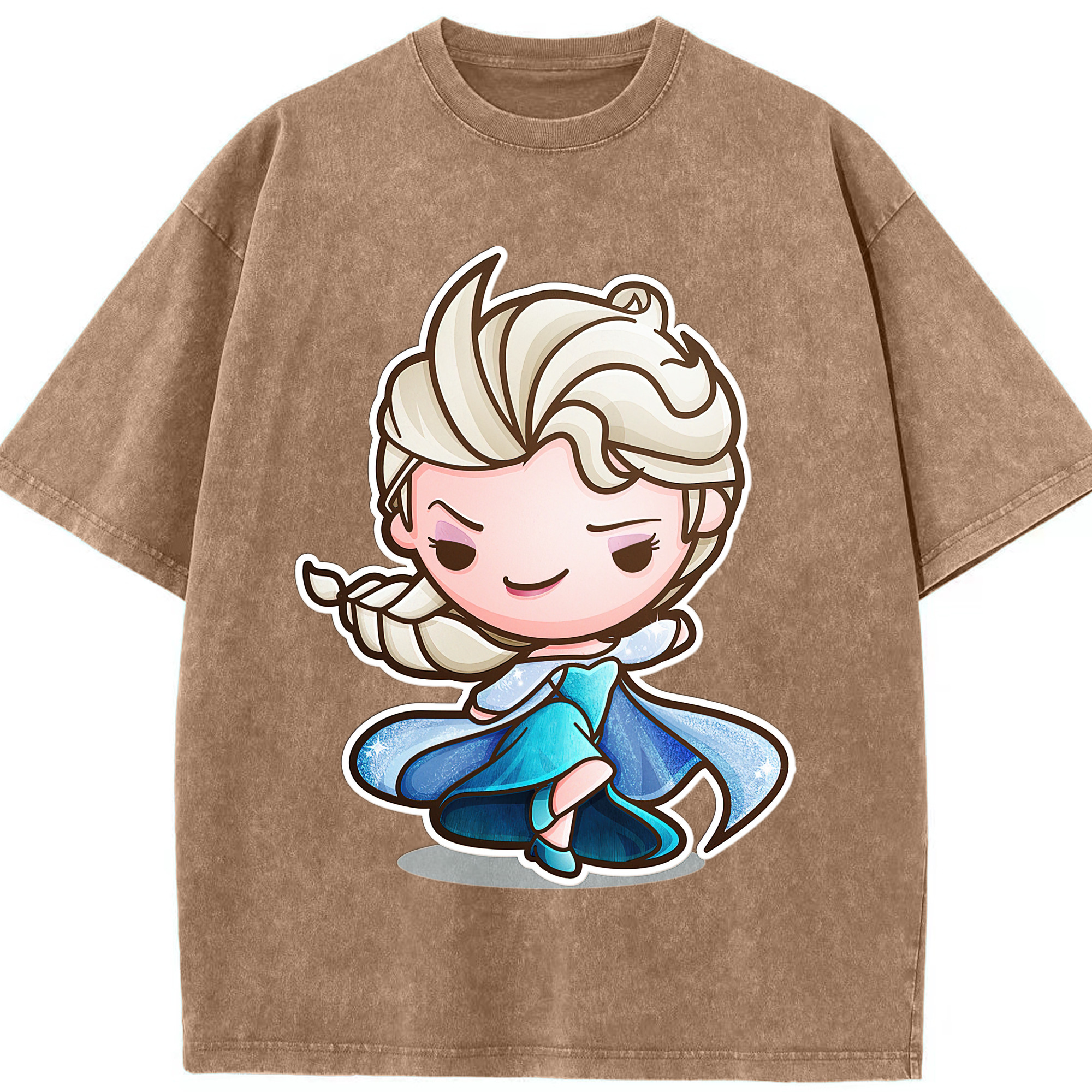 （画像用） アナと雪の女王 アンナ エルサ Frozen Anna Elsa 綿100% ヴィンテージ風 半袖Tシャツ（フロントプリント）