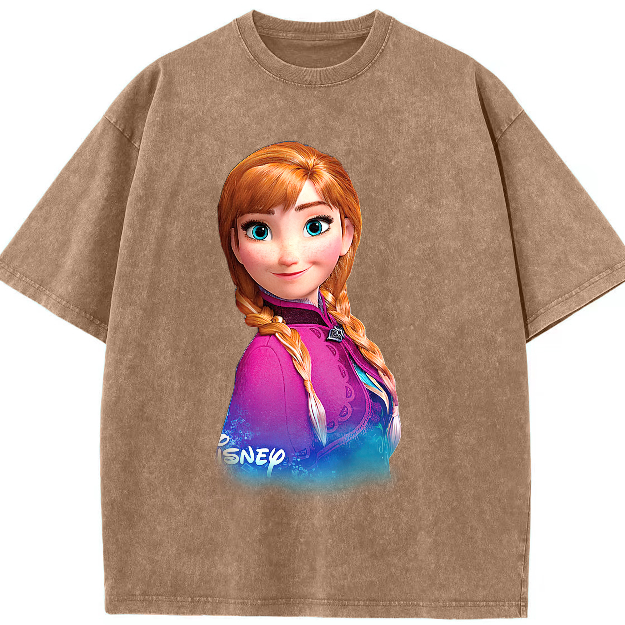 （画像用） アナと雪の女王 アンナ エルサ Frozen Anna Elsa 綿100% ヴィンテージ風 半袖Tシャツ（フロントプリント）