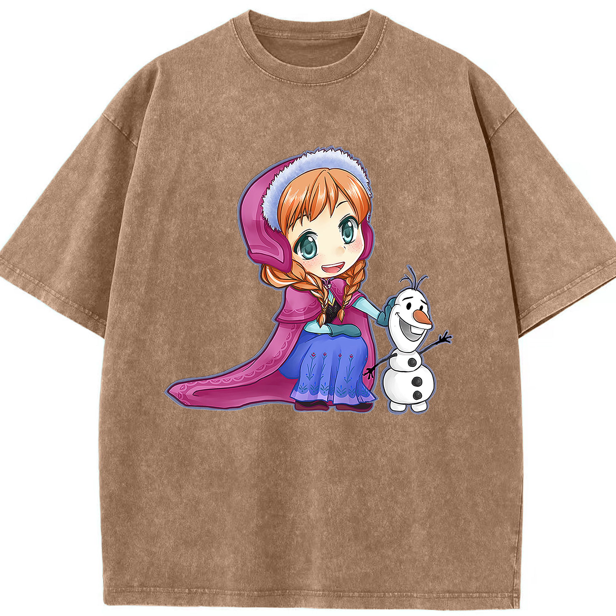 （画像用） アナと雪の女王 アンナ エルサ Frozen Anna Elsa 綿100% ヴィンテージ風 半袖Tシャツ（フロントプリント）