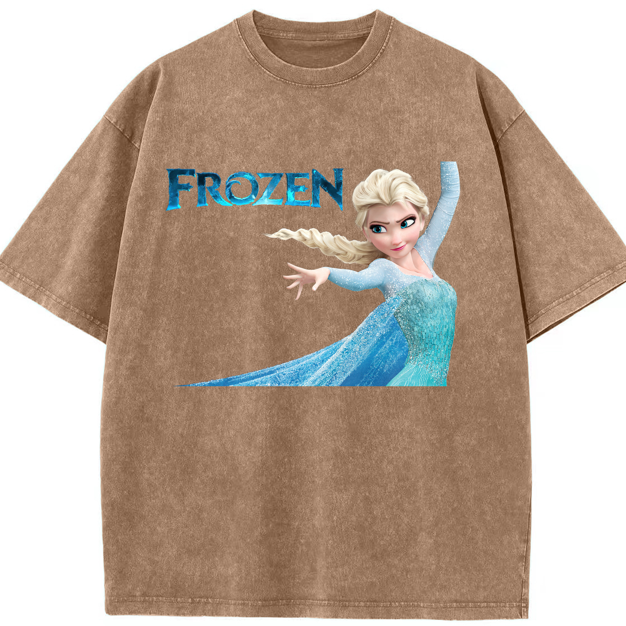 （画像用） アナと雪の女王 アンナ エルサ Frozen Anna Elsa 綿100% ヴィンテージ風 半袖Tシャツ（フロントプリント）