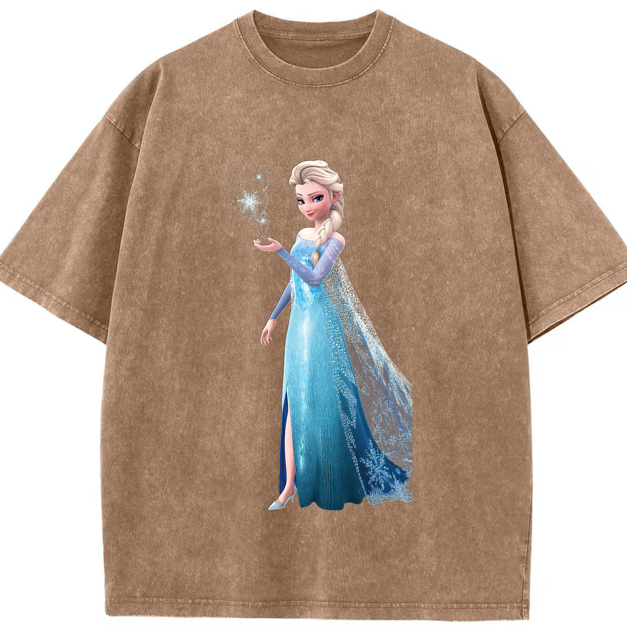 （画像用） アナと雪の女王 アンナ エルサ Frozen Anna Elsa 綿100% ヴィンテージ風 半袖Tシャツ（フロントプリント）